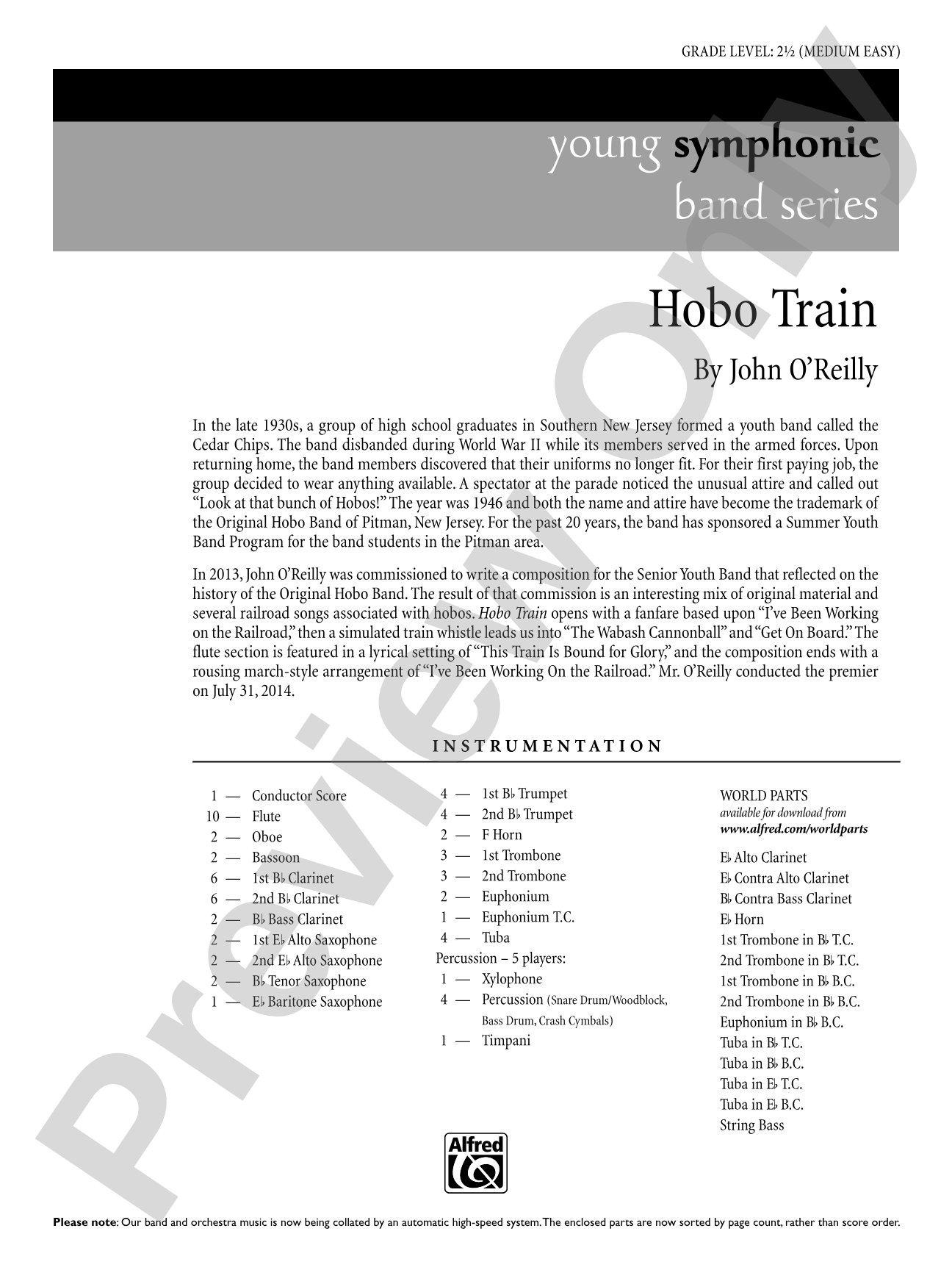 Hobo Train: Concert Band Conductor Score & Parts