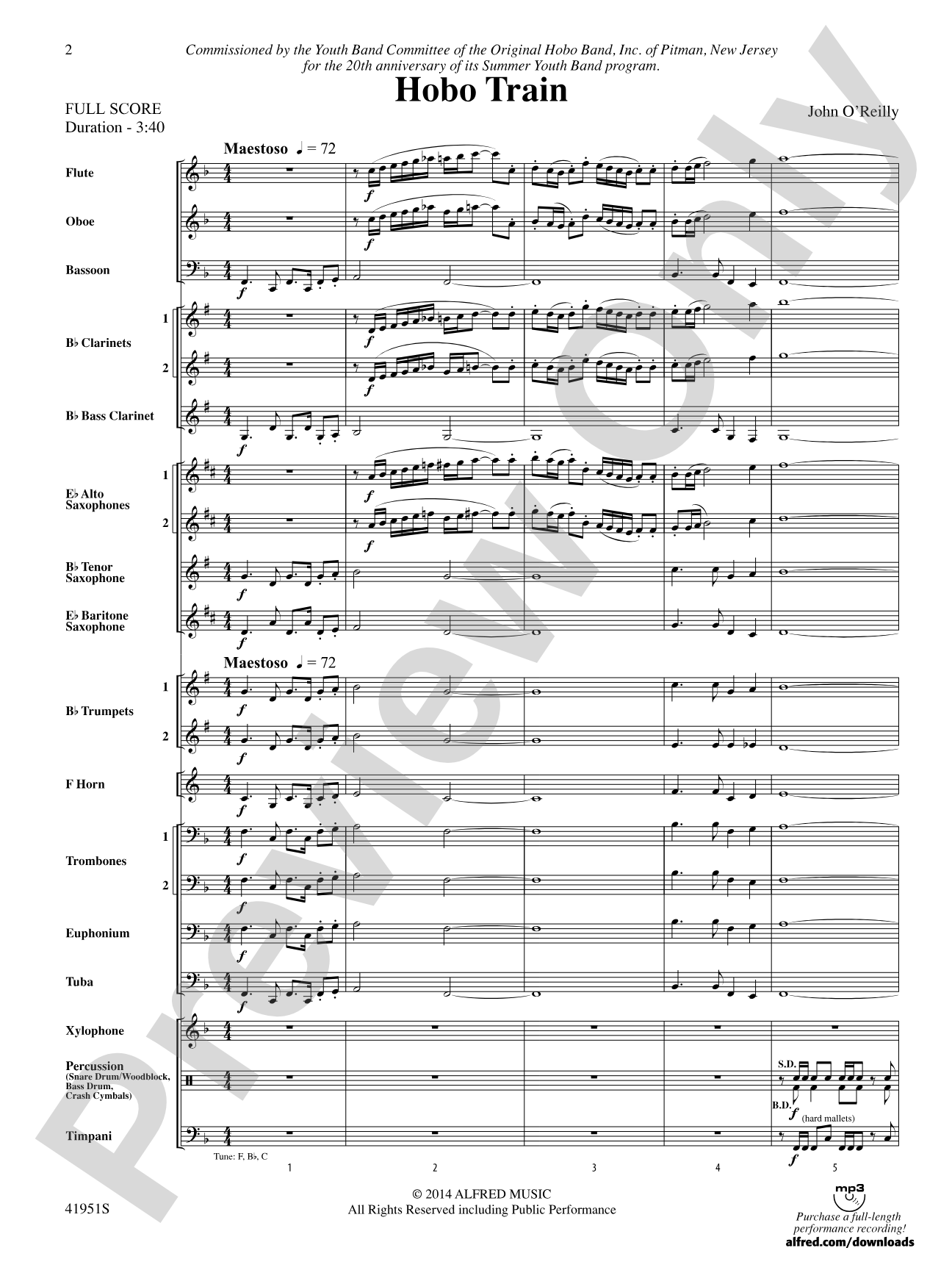 Hobo Train: Concert Band Conductor Score & Parts