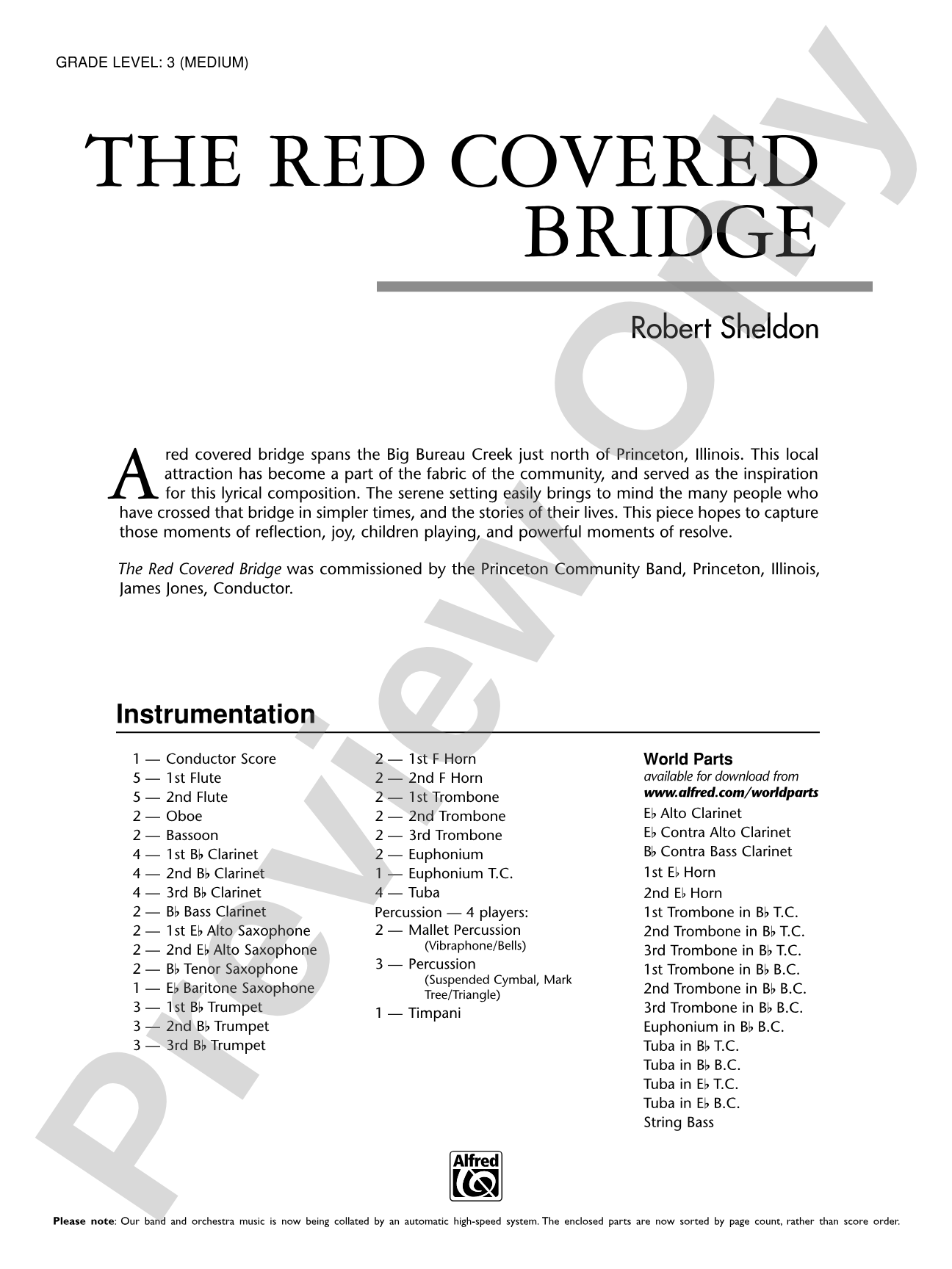 The Red Covered Bridge: Concert Band Conductor Score & Parts