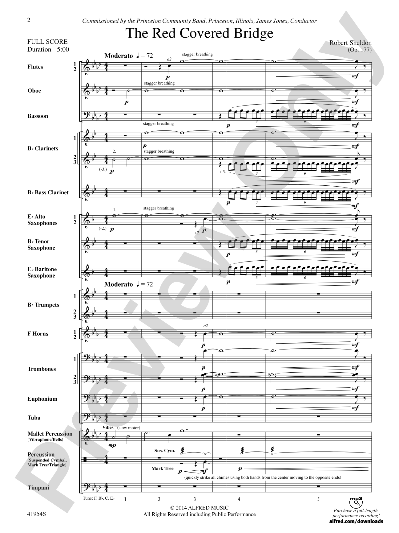 The Red Covered Bridge: Concert Band Conductor Score & Parts