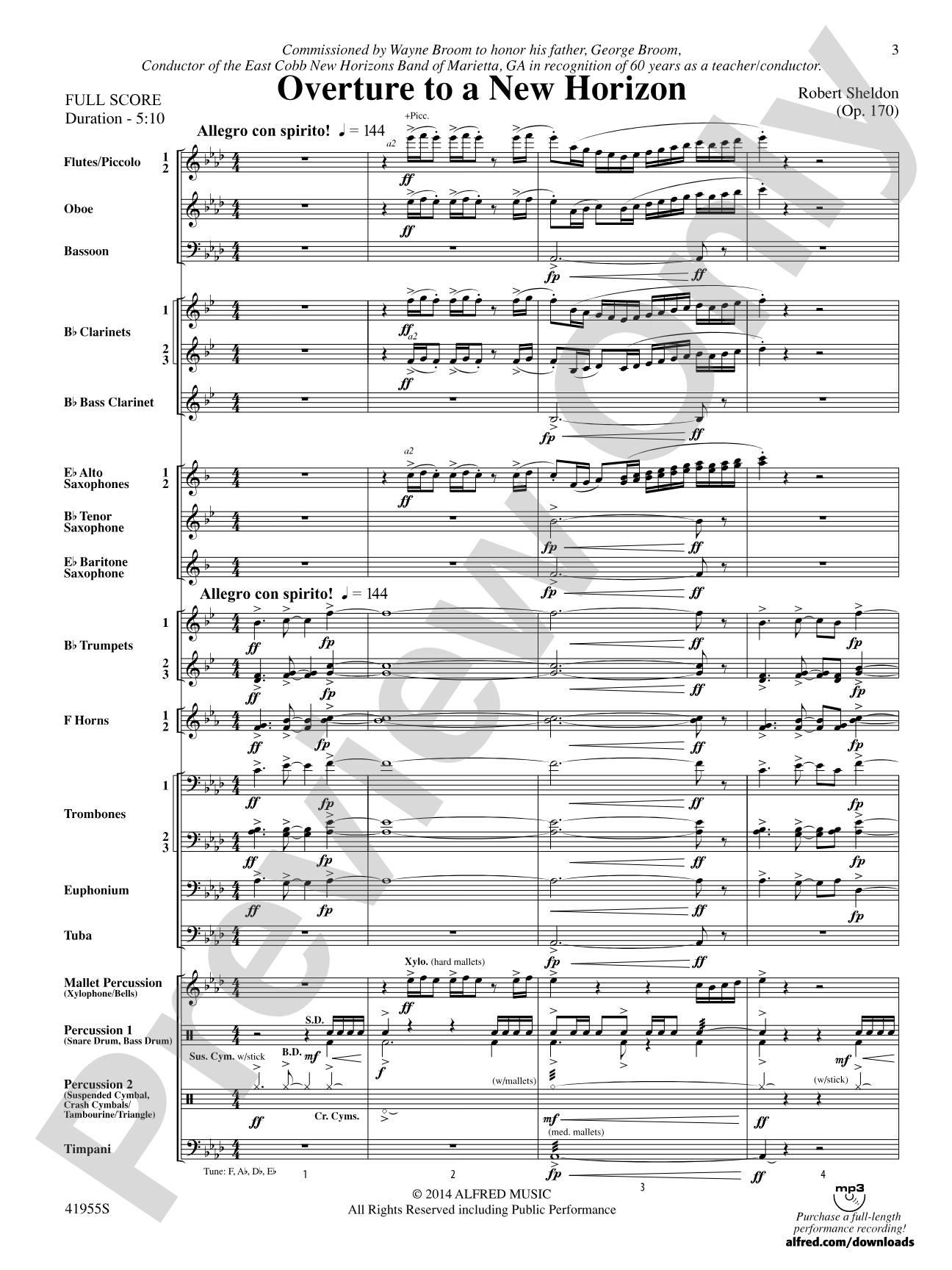 Overture to a New Horizon: Concert Band Conductor Score & Parts