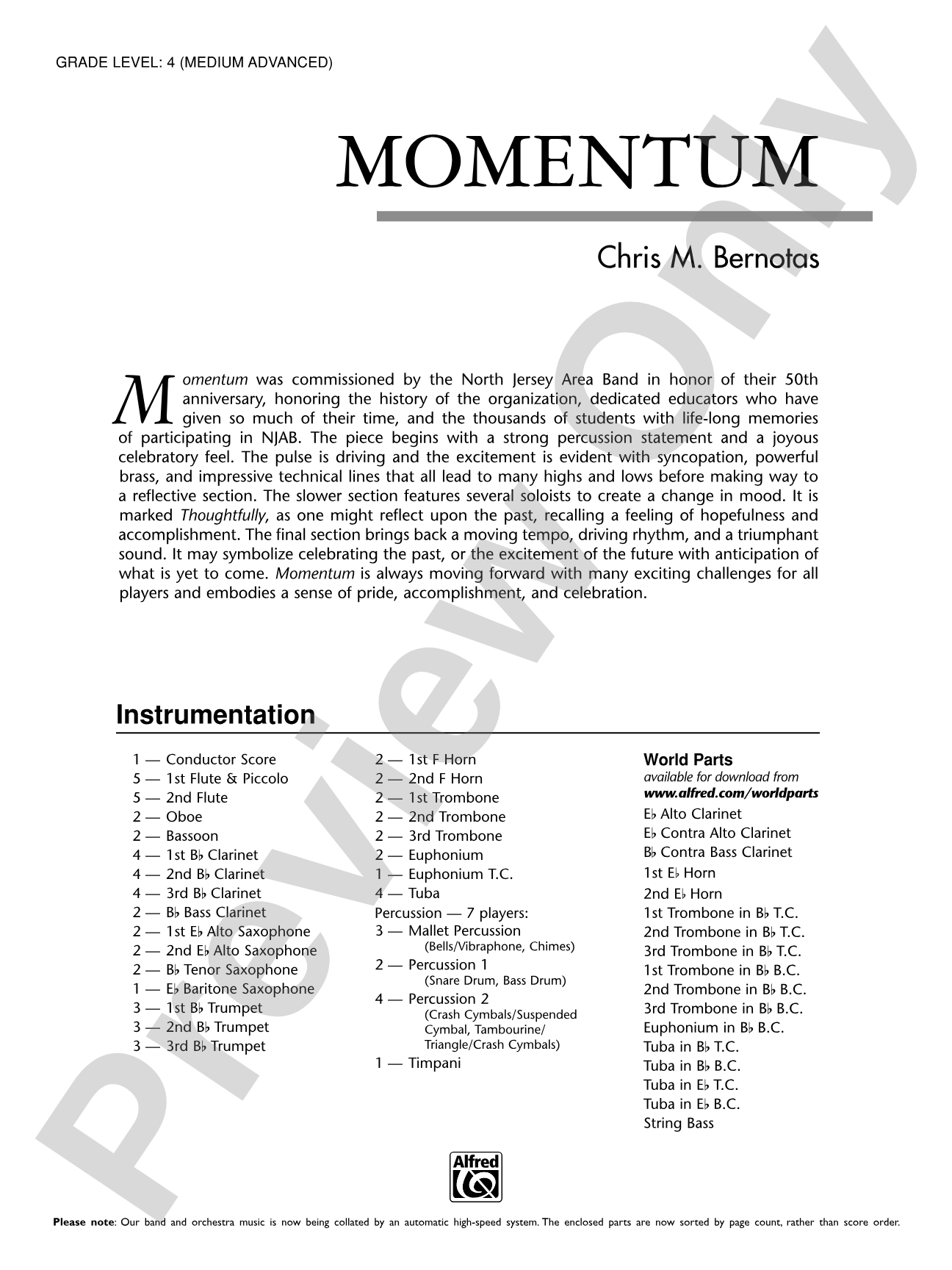 Momentum: Concert Band Conductor Score & Parts