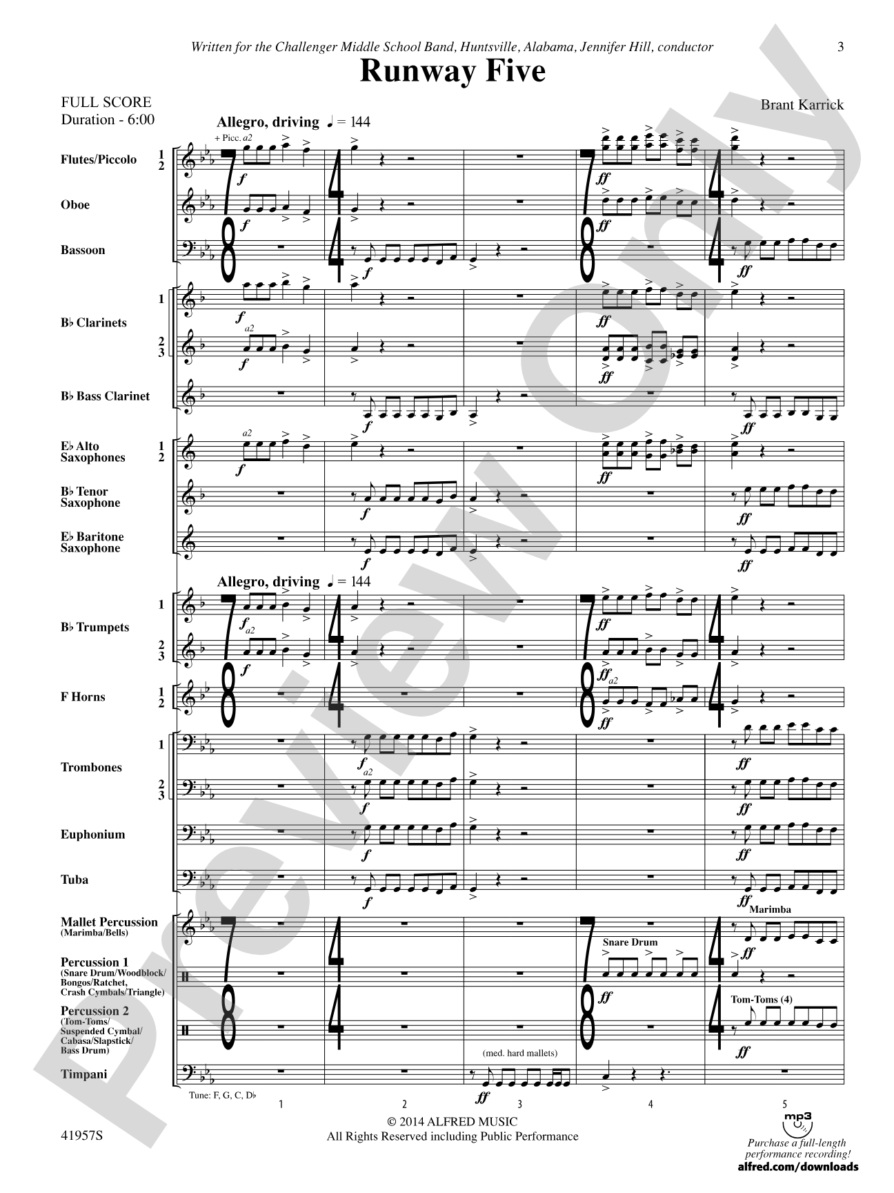 Runway Five: Concert Band Conductor Score & Parts