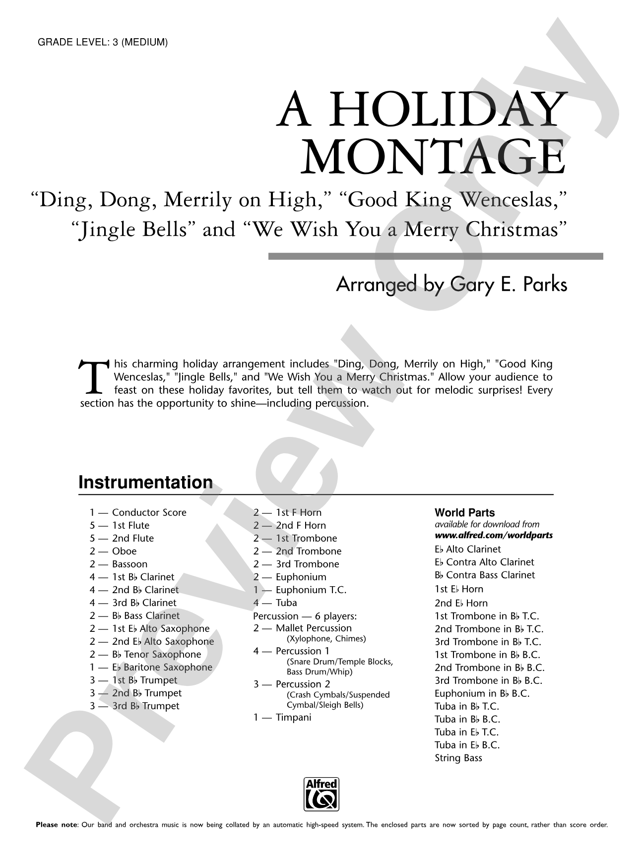 A Holiday Montage: Concert Band Conductor Score & Parts