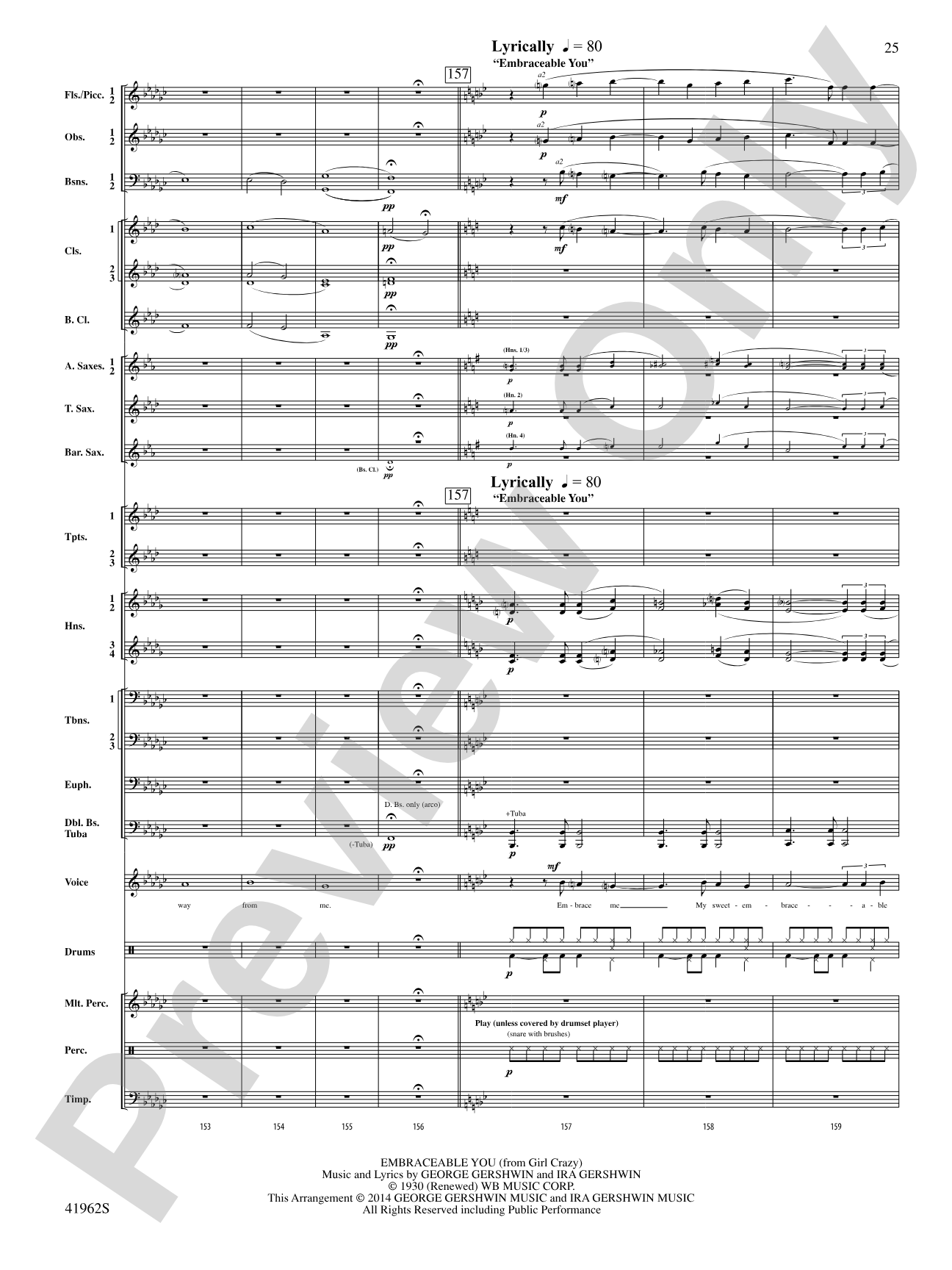 A Gershwin Tribute to Love: Concert Band Conductor Score & Parts
