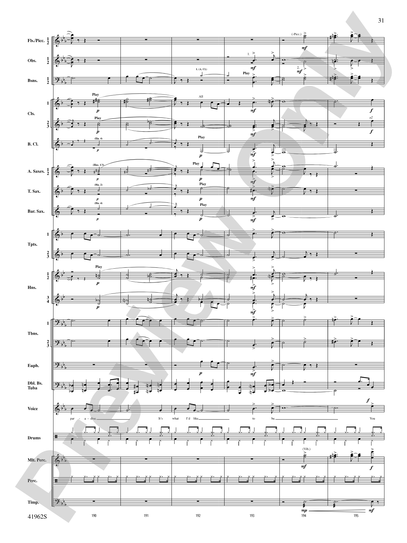 A Gershwin Tribute to Love: Concert Band Conductor Score & Parts