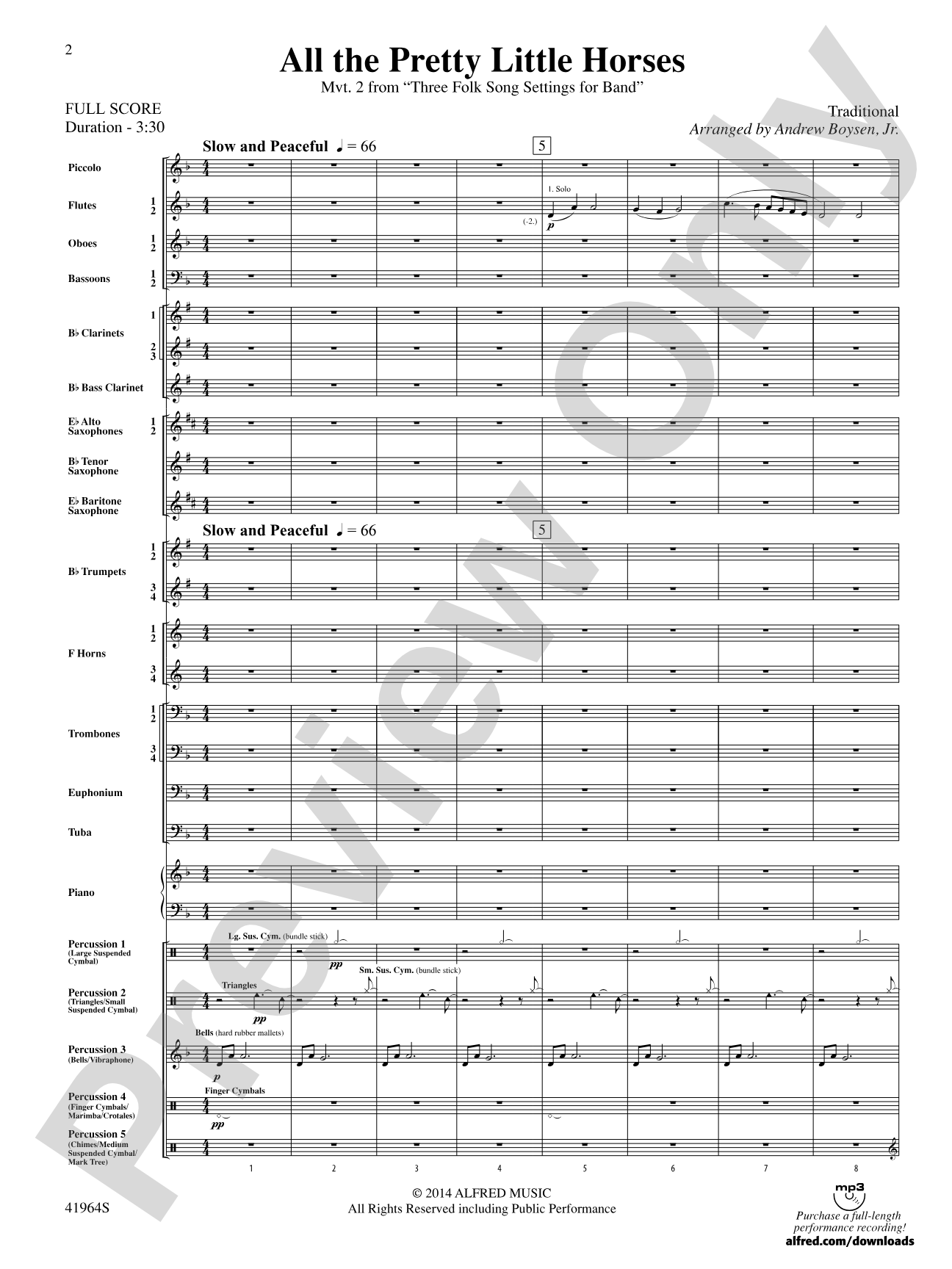 All the Pretty Little Horses: Concert Band Conductor Score & Parts