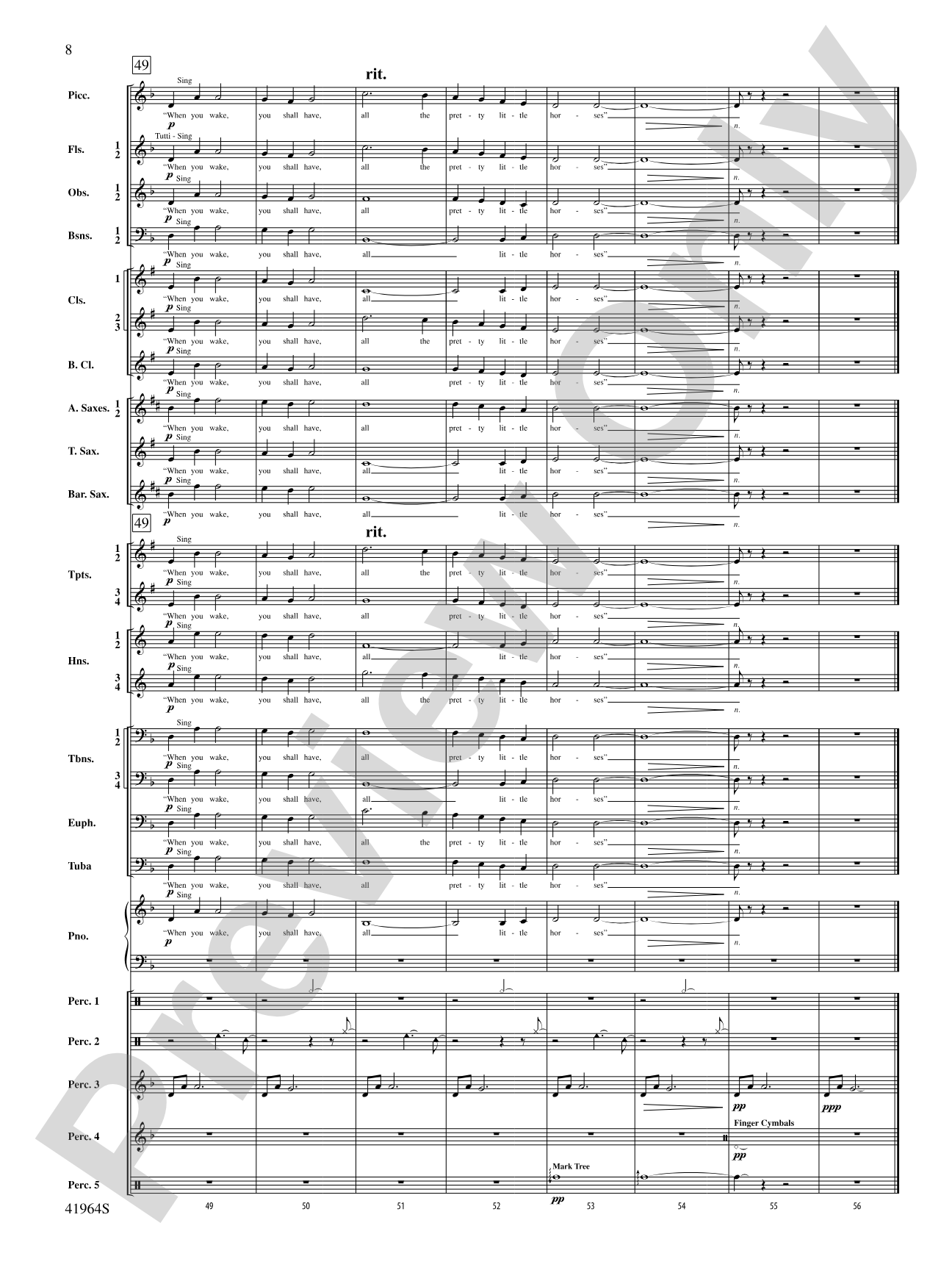 All the Pretty Little Horses: Concert Band Conductor Score & Parts