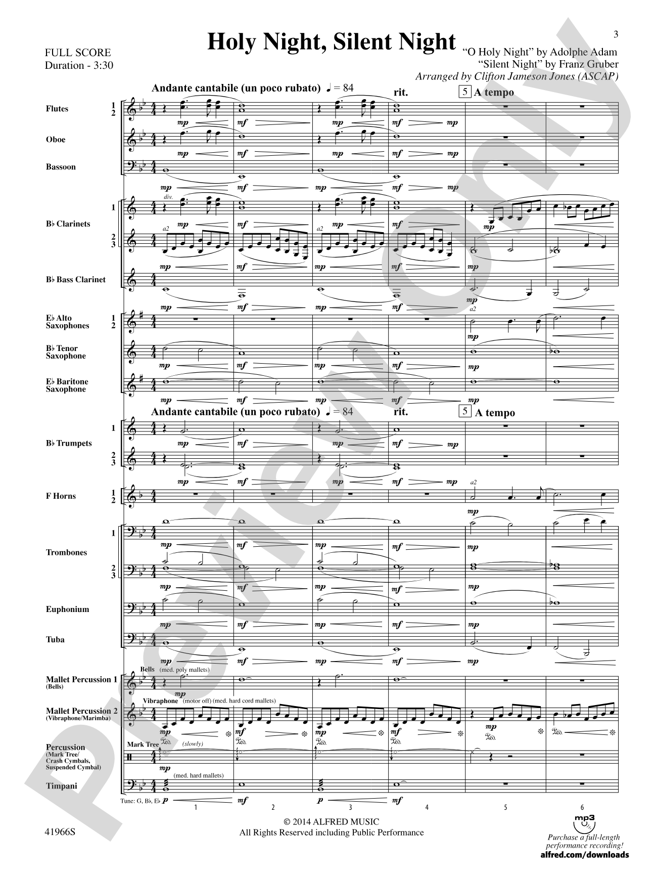 Holy Night, Silent Night: Concert Band Conductor Score & Parts