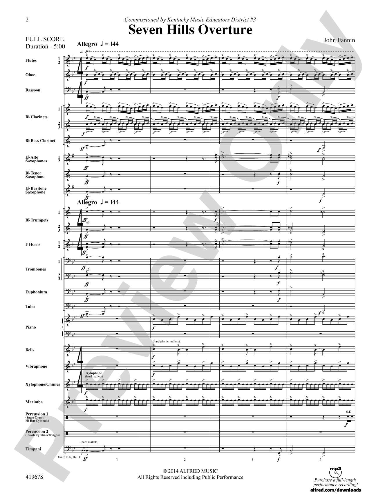 Seven Hills Overture: Concert Band Conductor Score & Parts