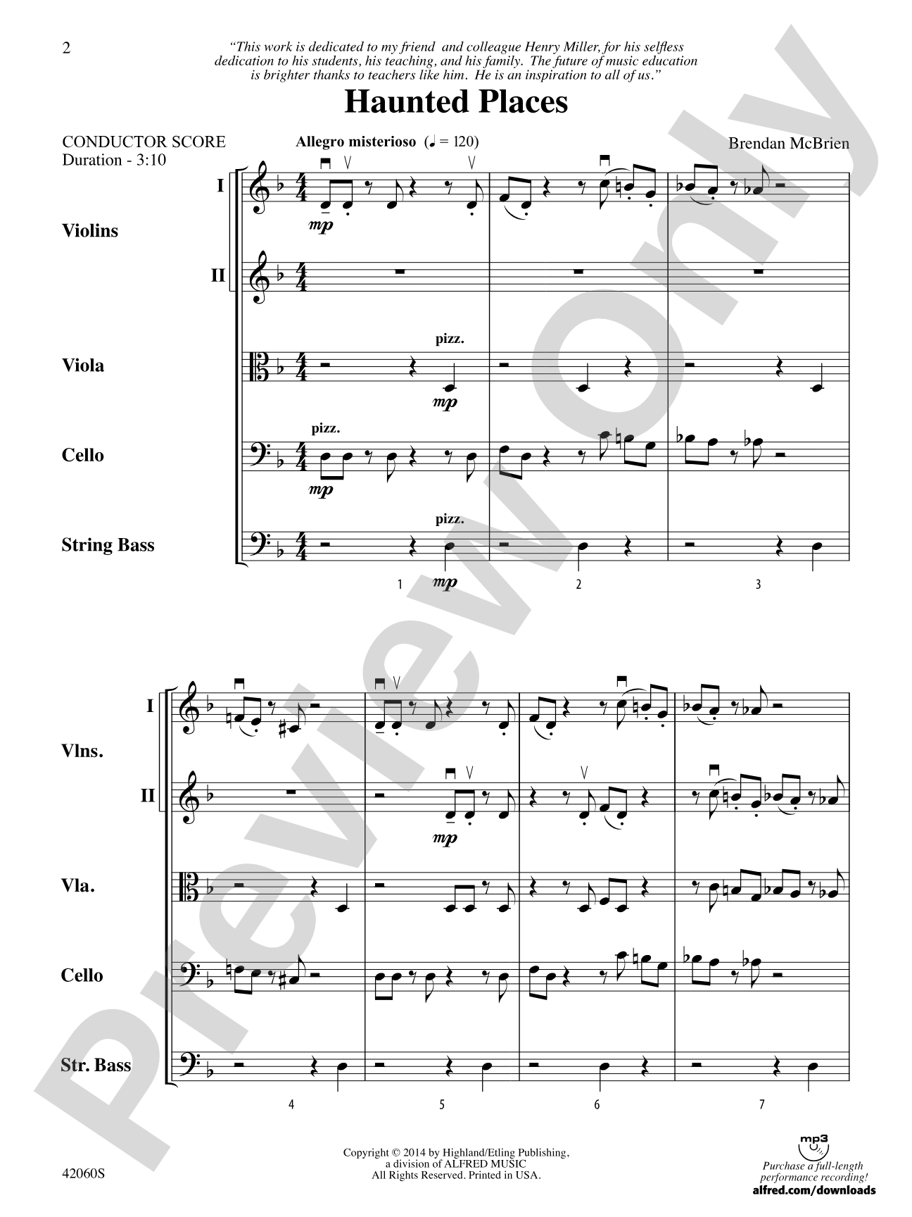 Haunted Places: String Orchestra Conductor Score & Parts