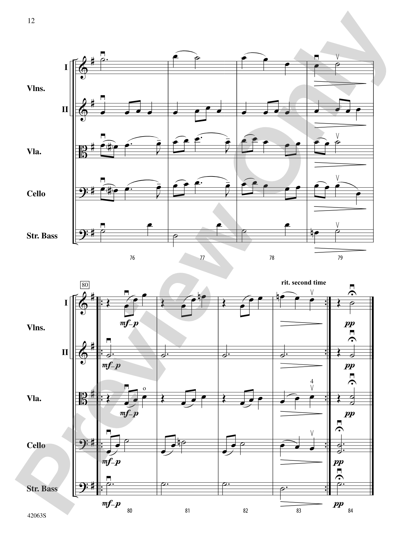 Wexford Carol: String Orchestra Conductor Score & Parts