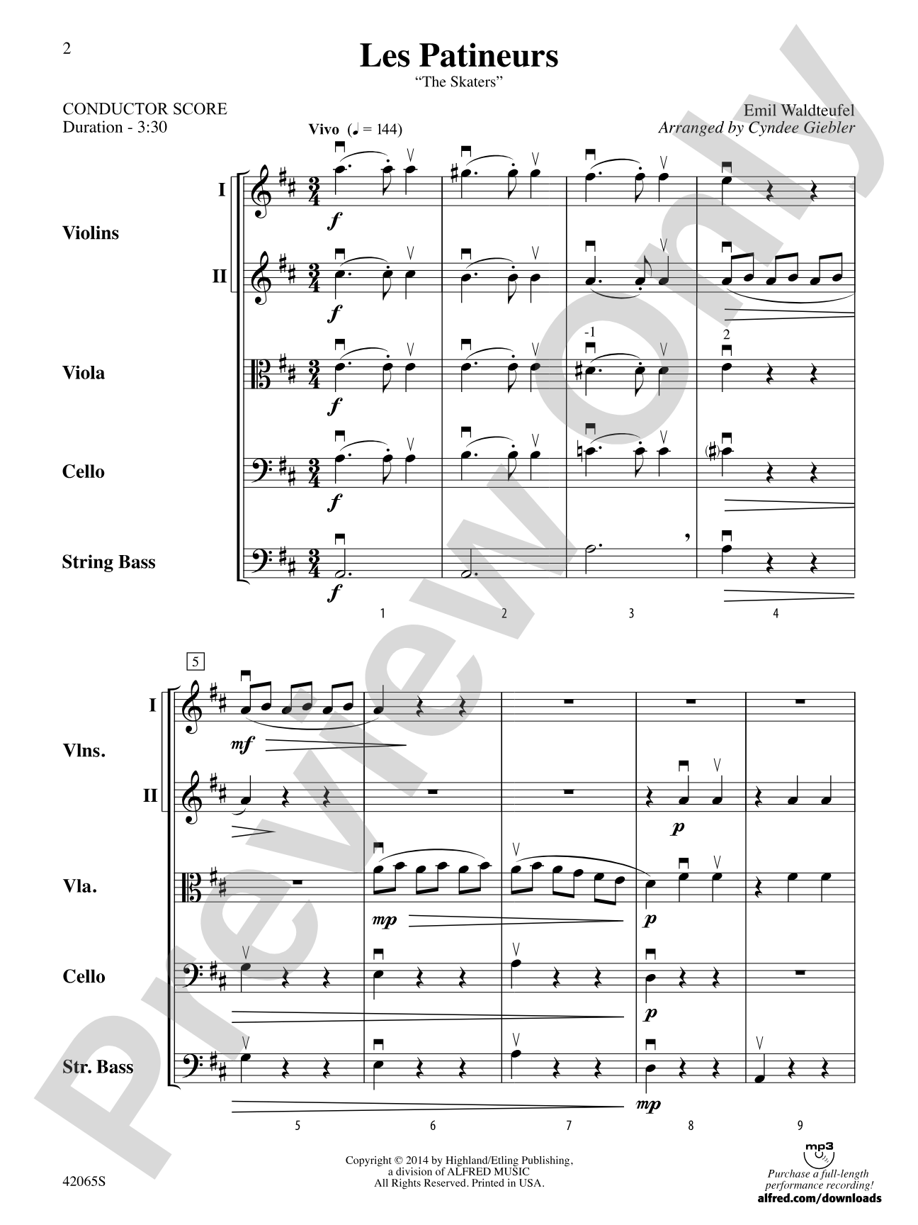 Les Patineurs: String Orchestra Conductor Score & Parts