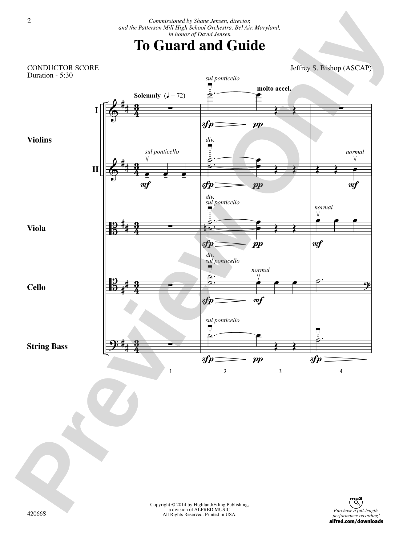 To Guard and Guide: String Orchestra Conductor Score & Parts