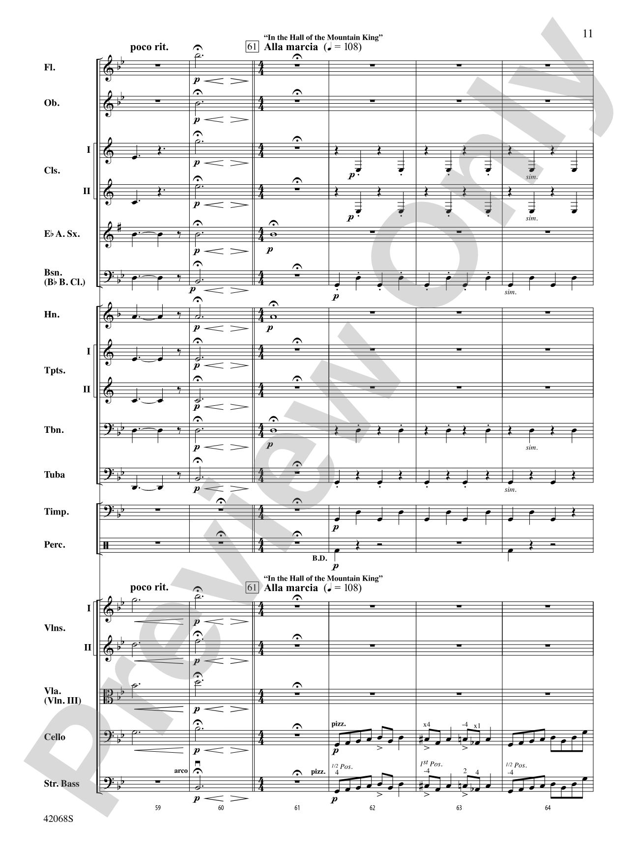 Peer Gynt Suite Selections: Full Orchestra Conductor Score & Parts