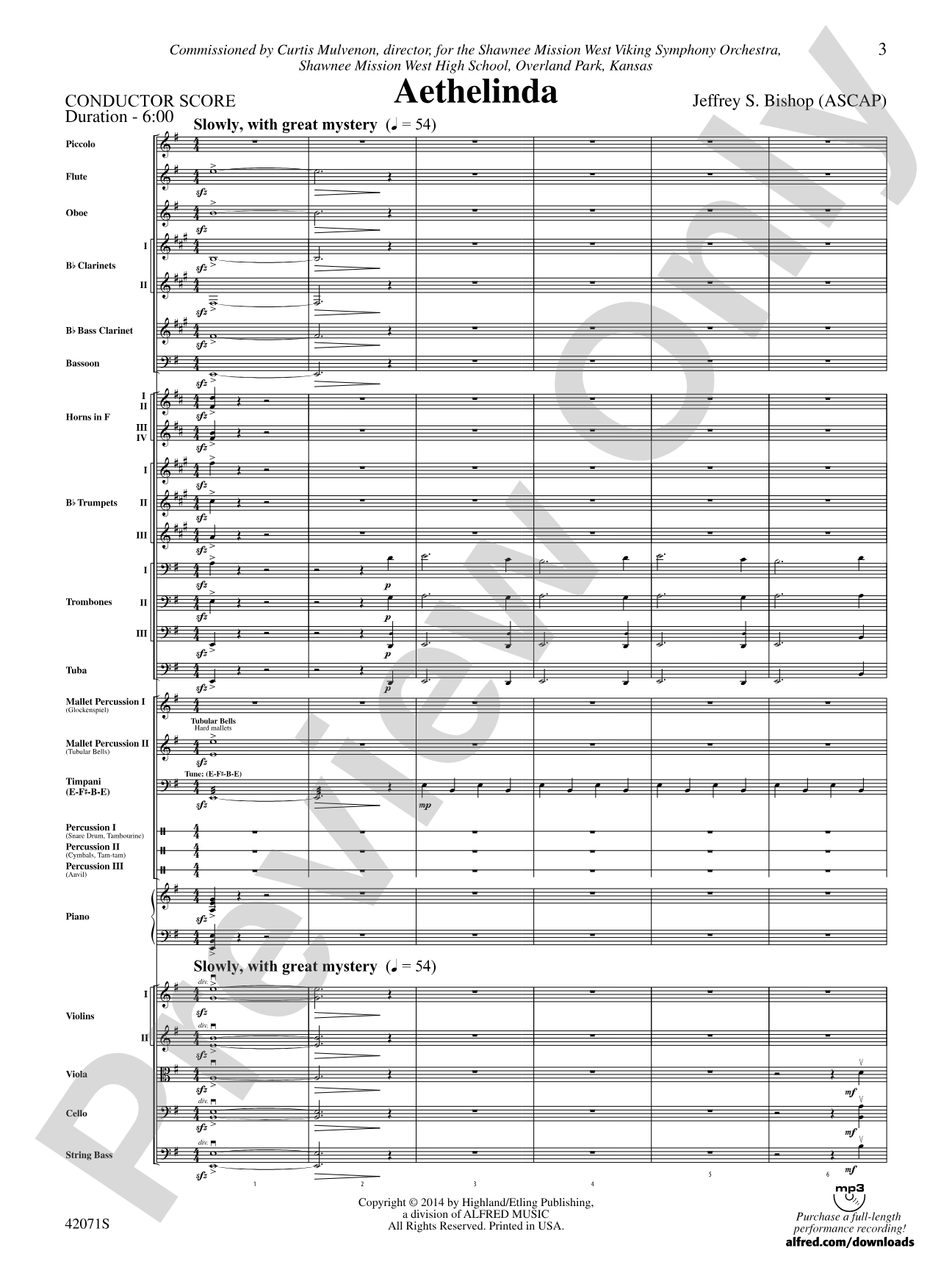 Aethelinda: Full Orchestra Conductor Score & Parts
