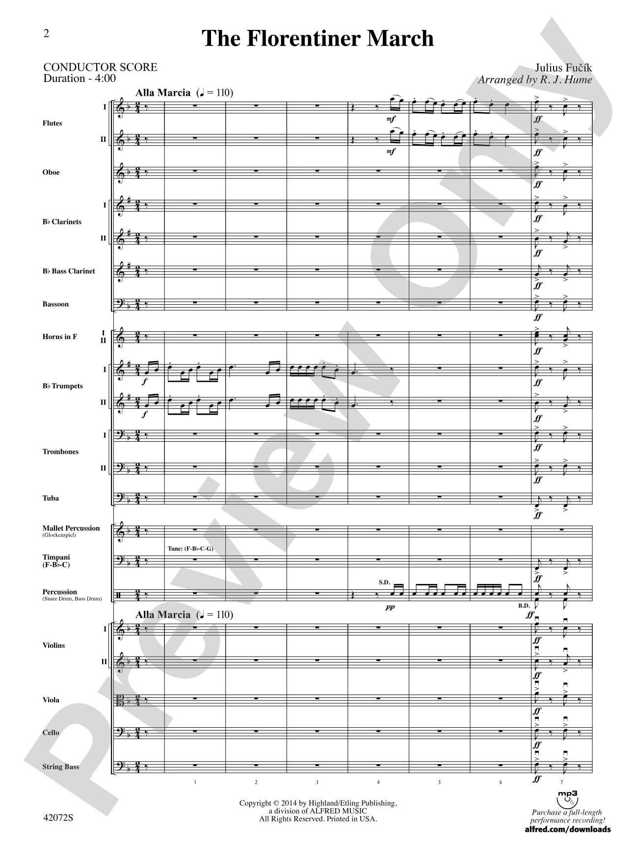 The Florentiner March: Full Orchestra Conductor Score & Parts