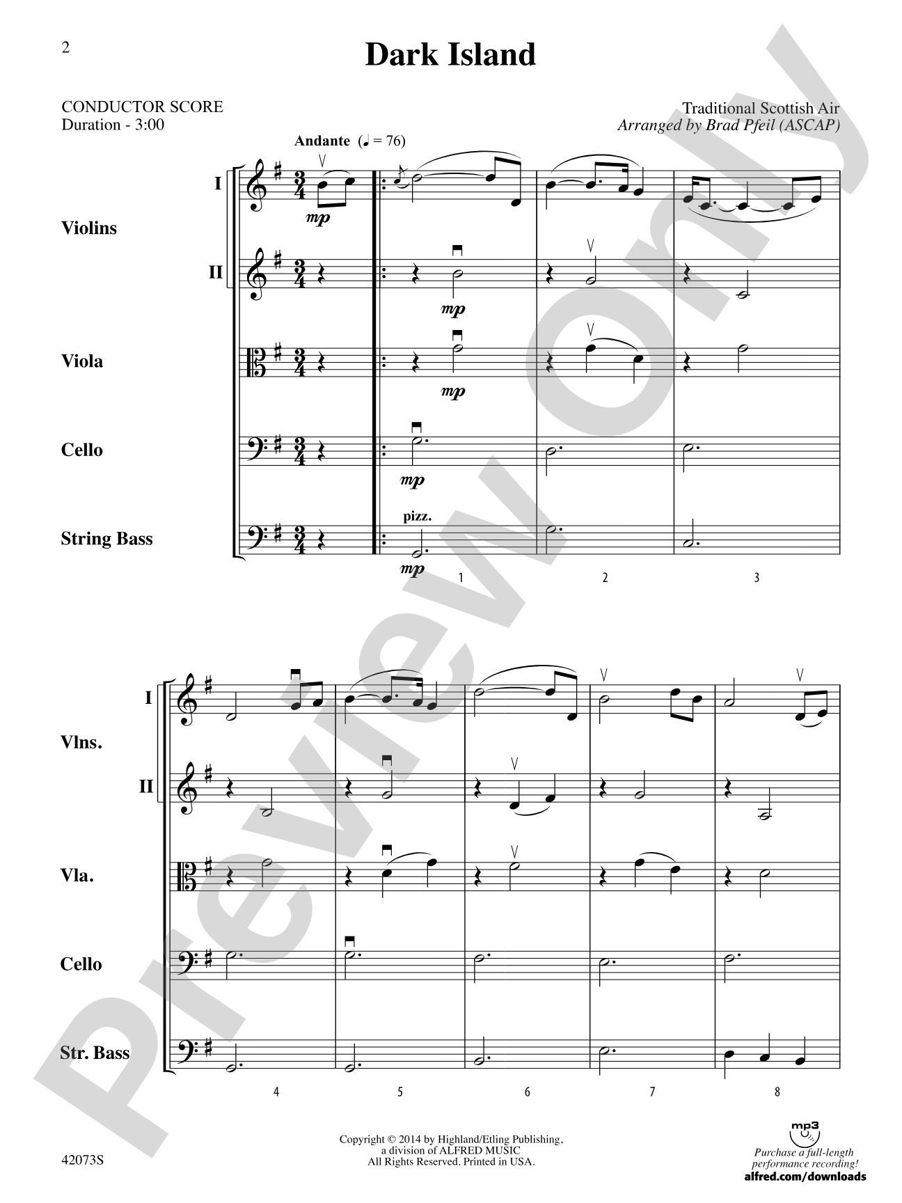Dark Island: String Orchestra Conductor Score & Parts