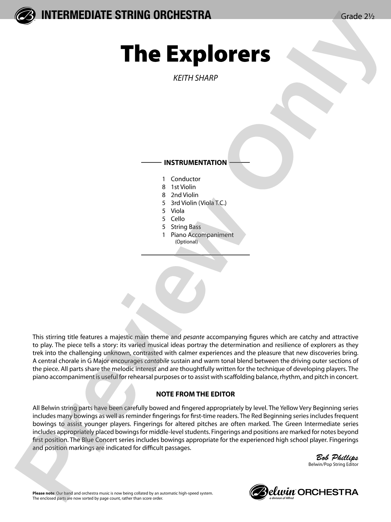 The Explorers: String Orchestra Conductor Score & Parts