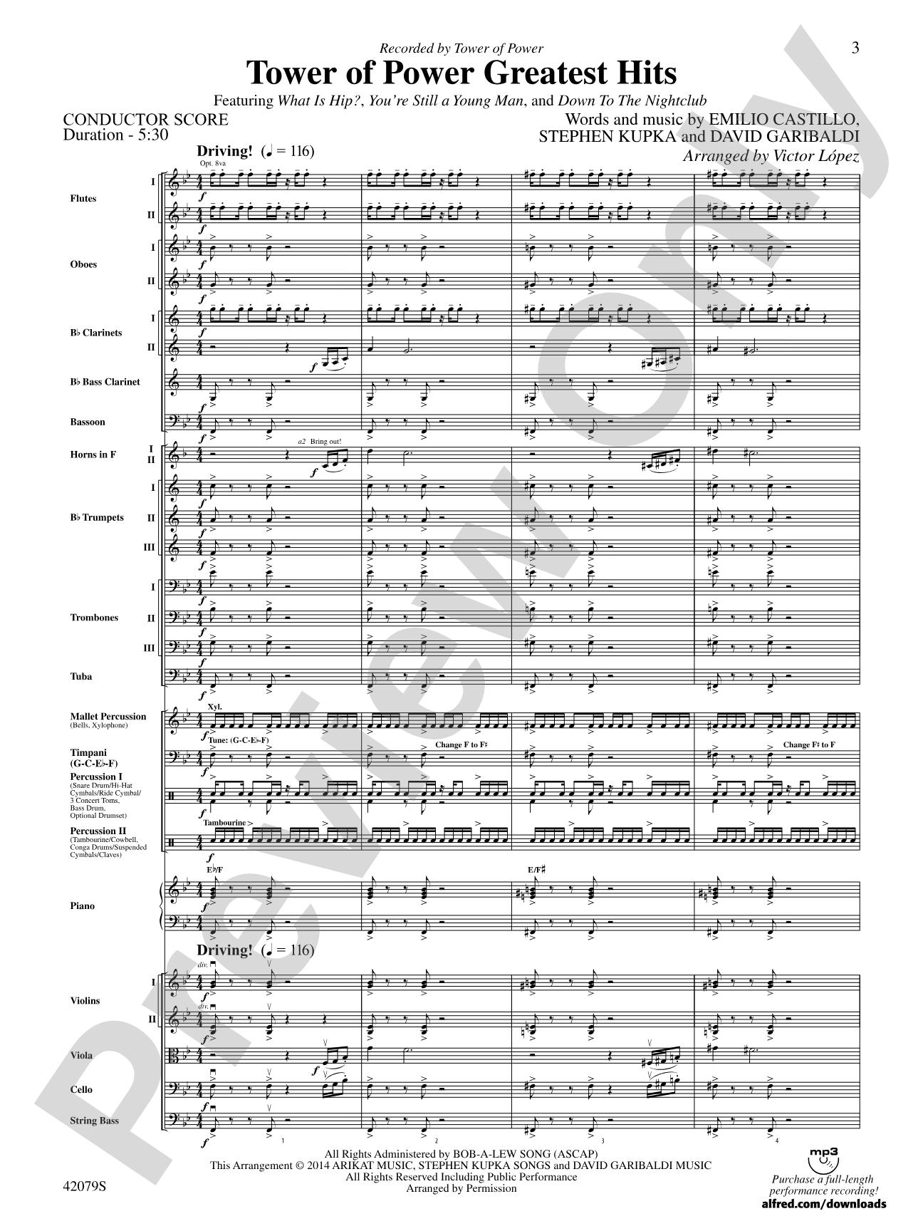 Tower of Power Greatest Hits: Full Orchestra Conductor Score & Parts