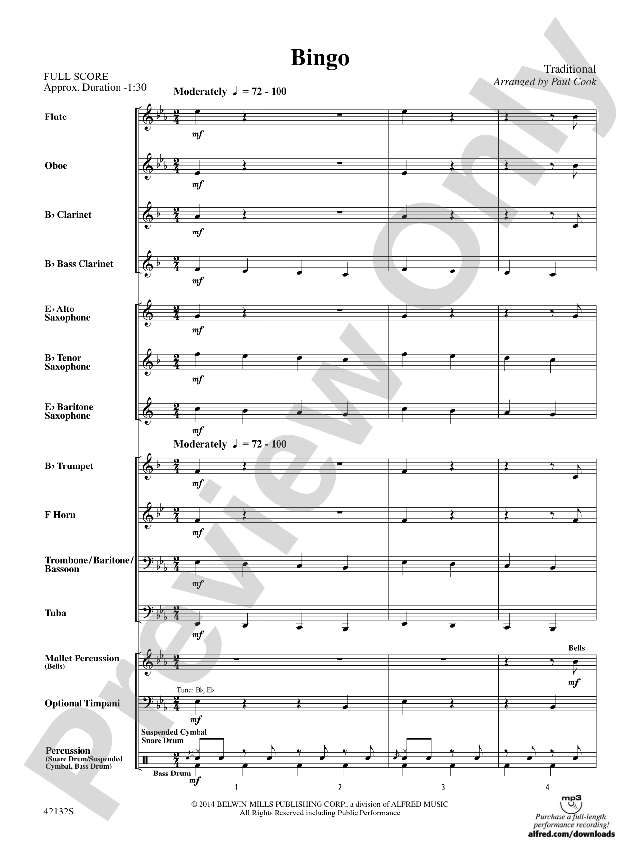 Bingo: Concert Band Conductor Score & Parts