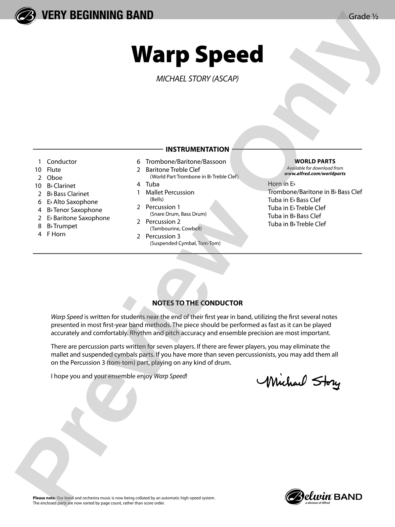 Warp Speed: Concert Band Conductor Score & Parts