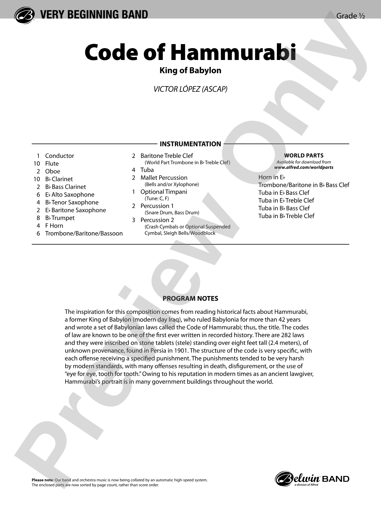 Code of Hammurabi: Concert Band Conductor Score & Parts
