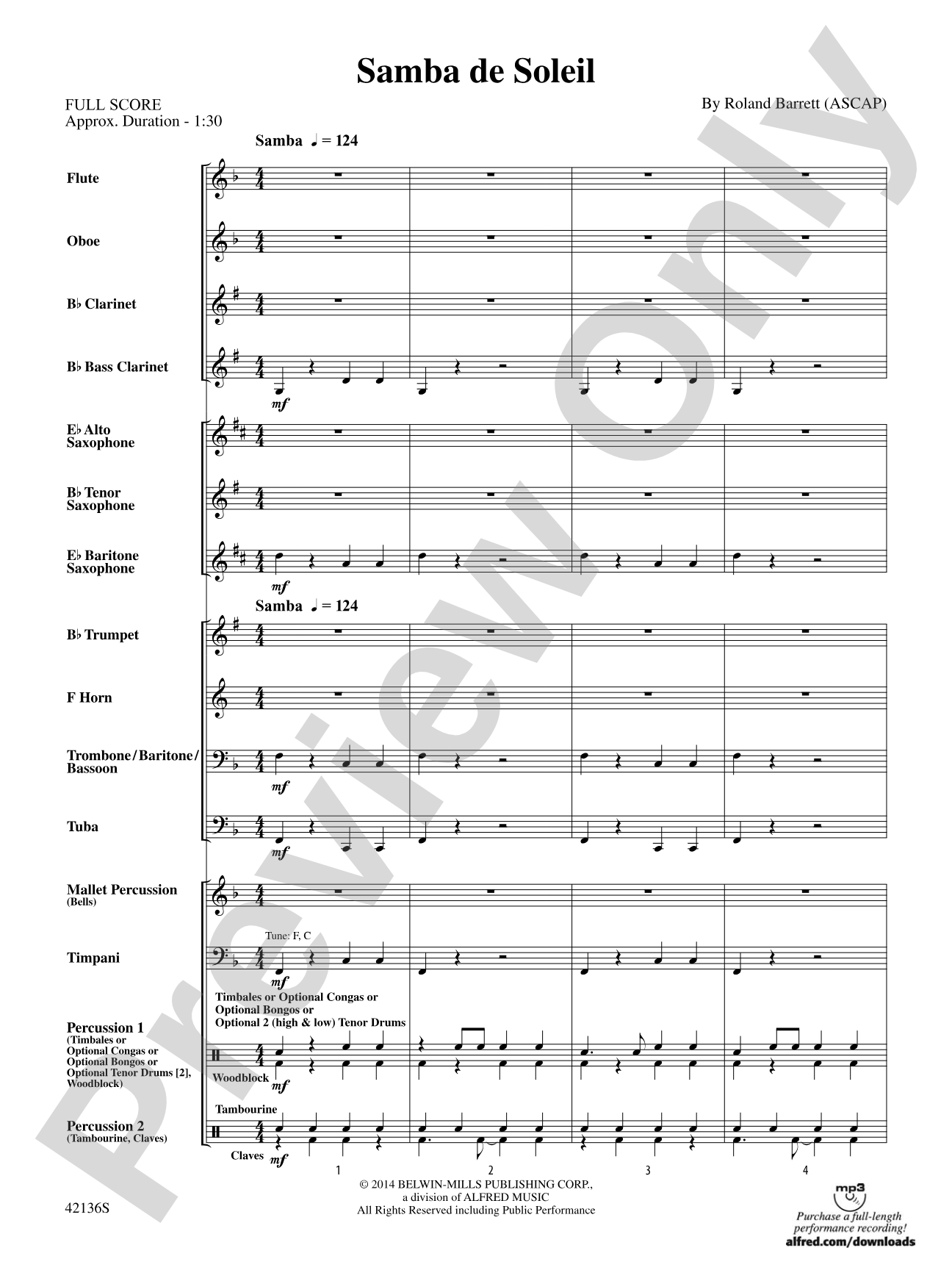 Samba de Soleil: Concert Band Conductor Score & Parts