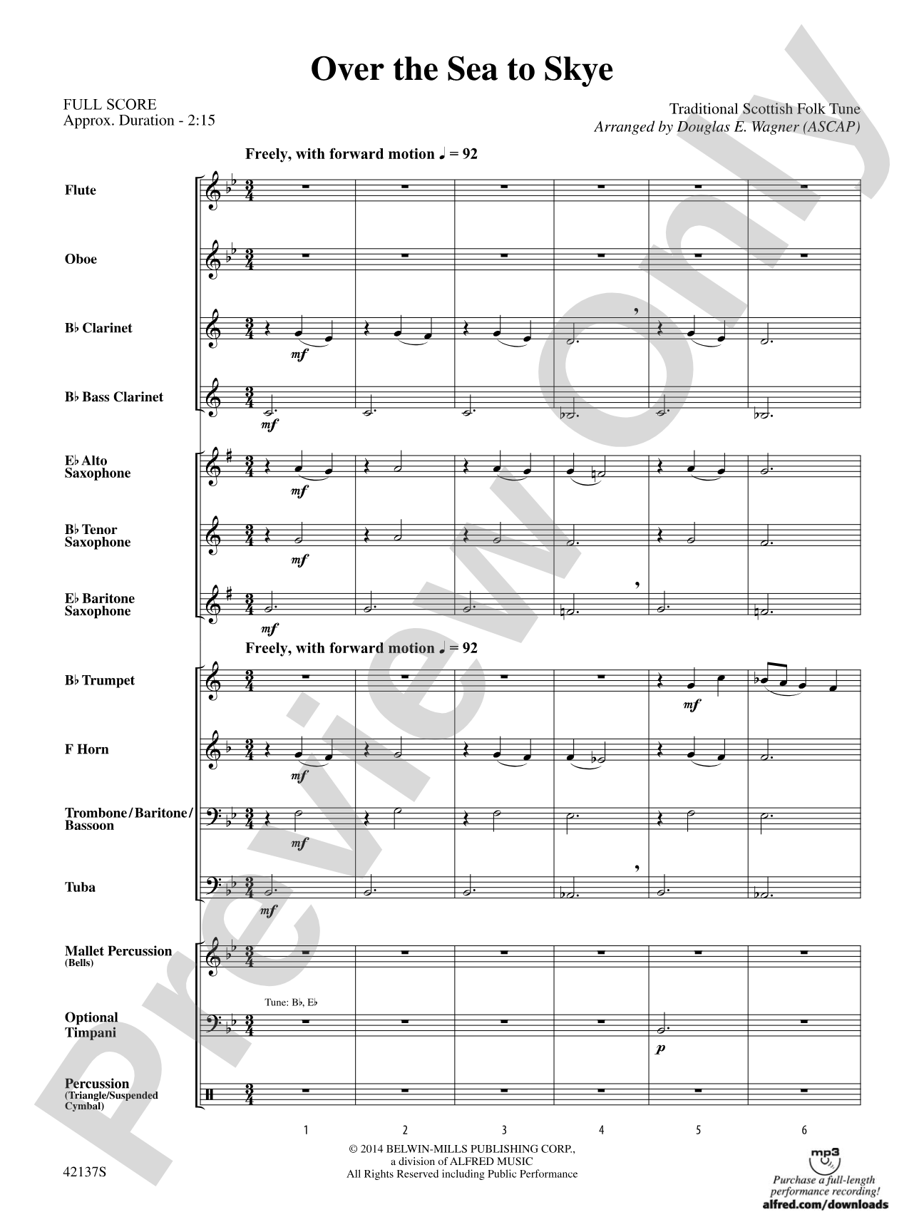 Over the Sea to Skye: Concert Band Conductor Score & Parts