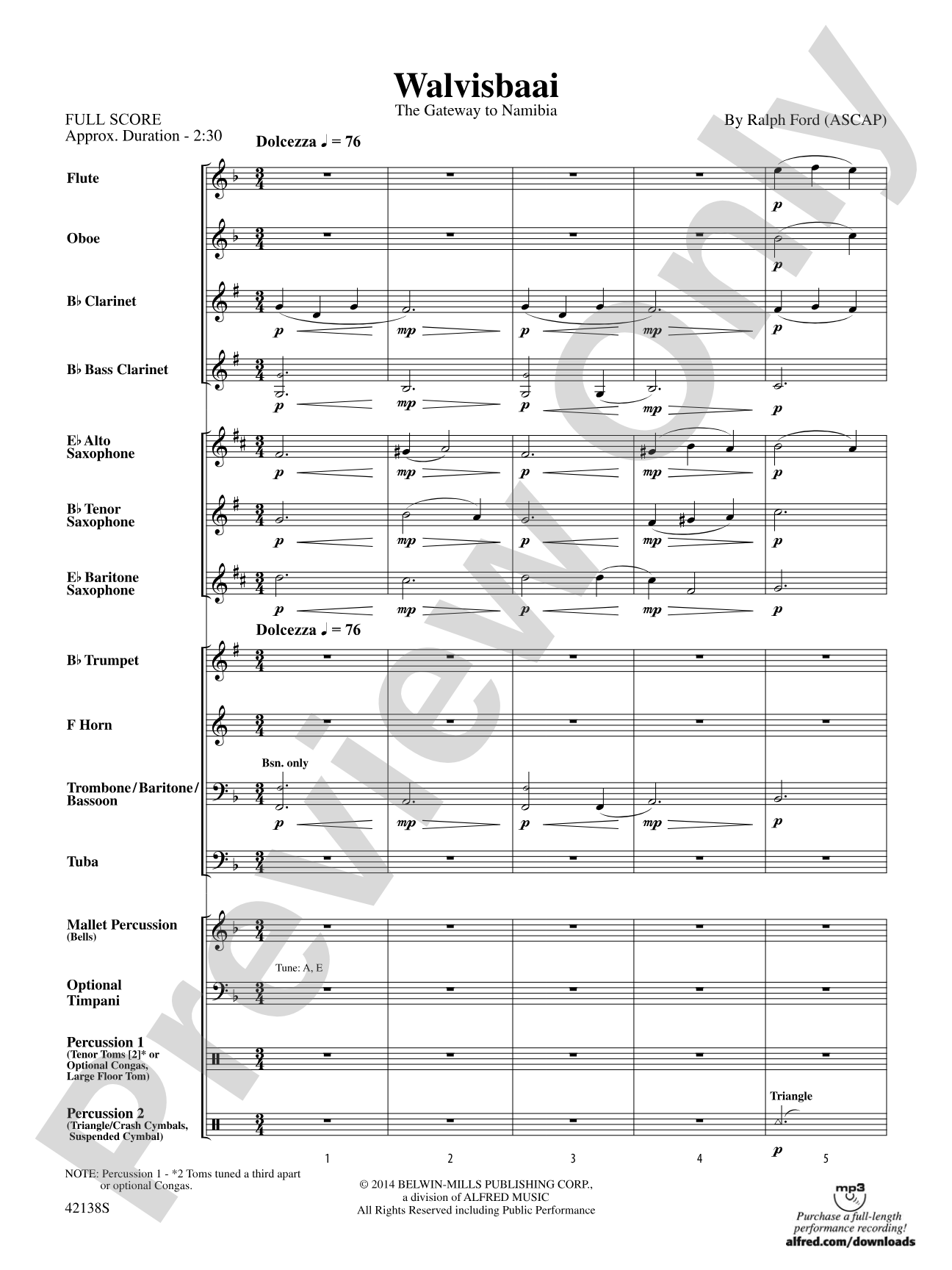 Walvisbaai: Concert Band Conductor Score & Parts