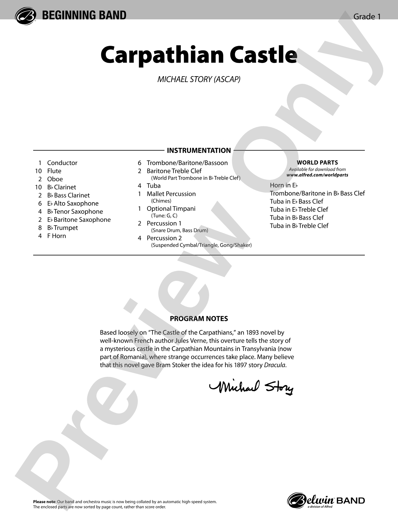 Carpathian Castle: Concert Band Conductor Score & Parts