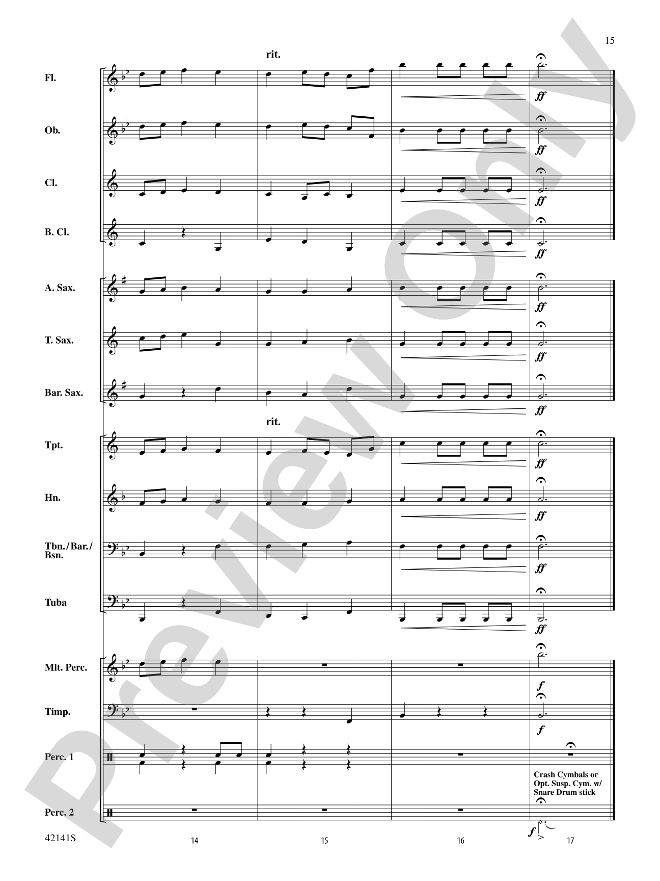 Three Movements from Water Music: Concert Band Conductor Score & Parts