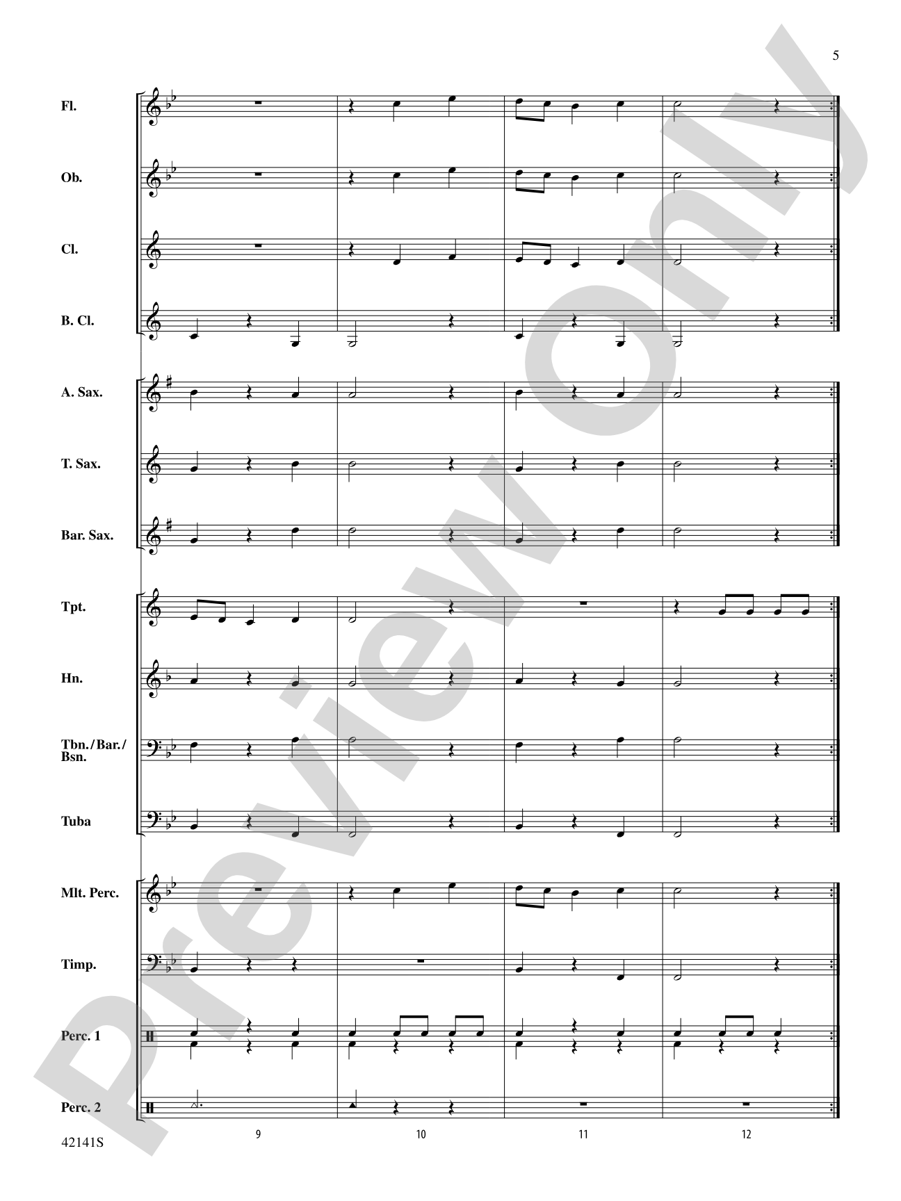 Three Movements from Water Music: Concert Band Conductor Score & Parts