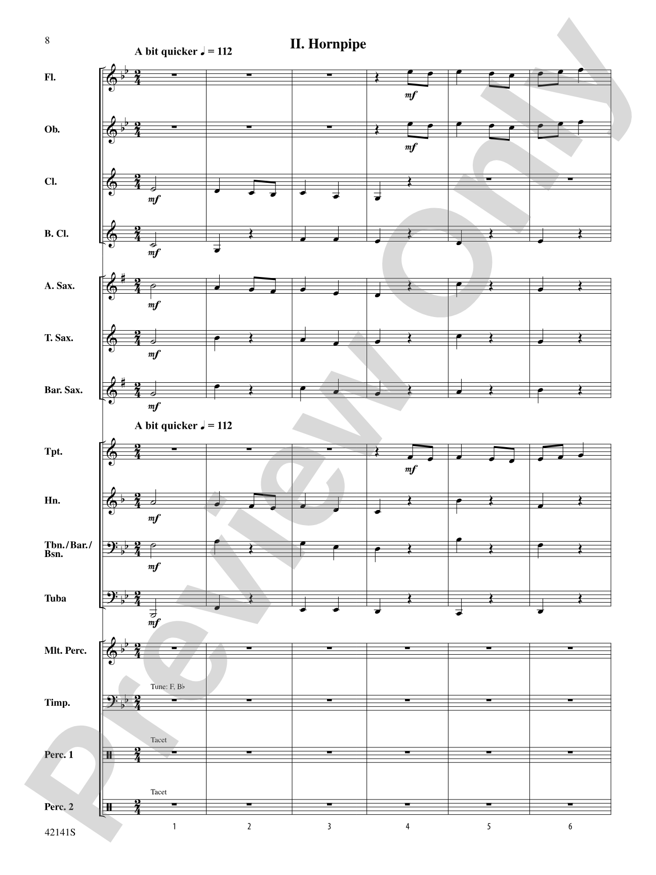 Three Movements from Water Music: Concert Band Conductor Score & Parts