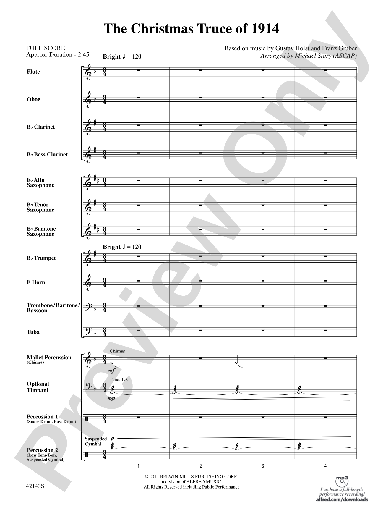 The Christmas Truce of 1914: Concert Band Conductor Score & Parts