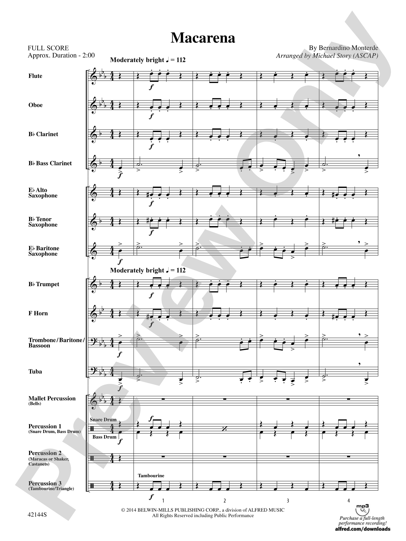 Macarena: Concert Band Conductor Score & Parts