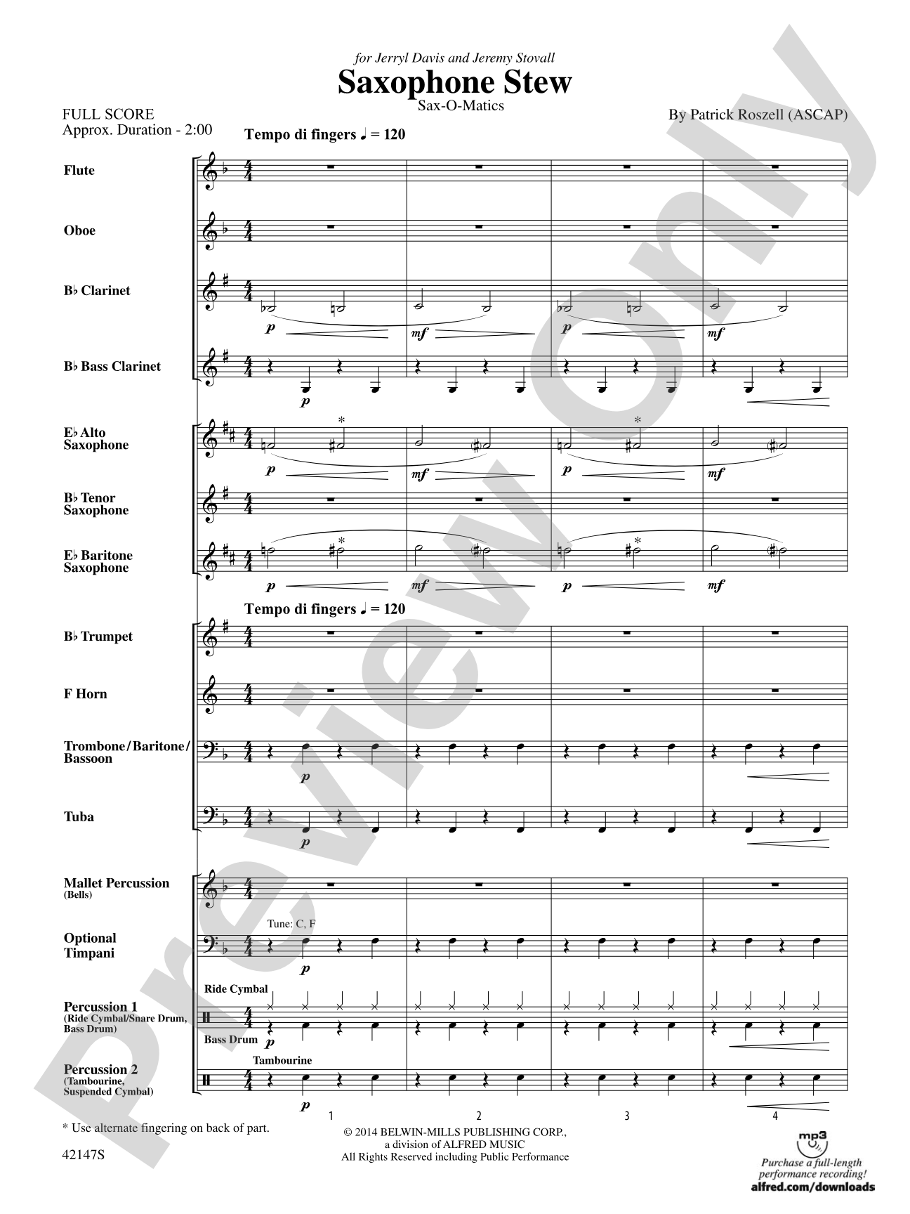 Saxophone Stew: Concert Band Conductor Score & Parts