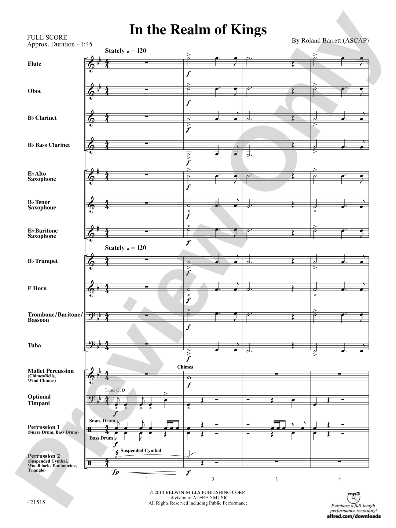 In the Realm of Kings: Concert Band Conductor Score & Parts