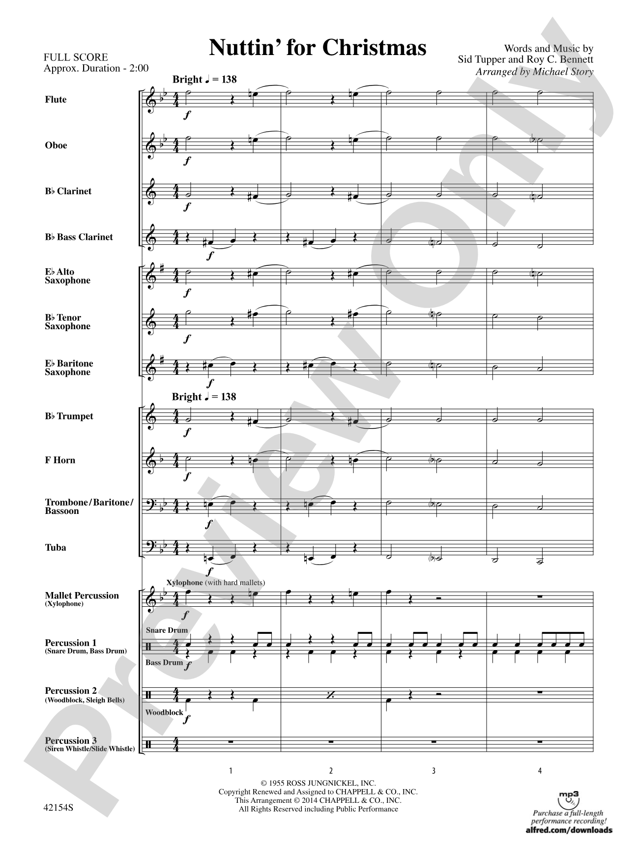 Nuttin' for Christmas: Concert Band Conductor Score & Parts