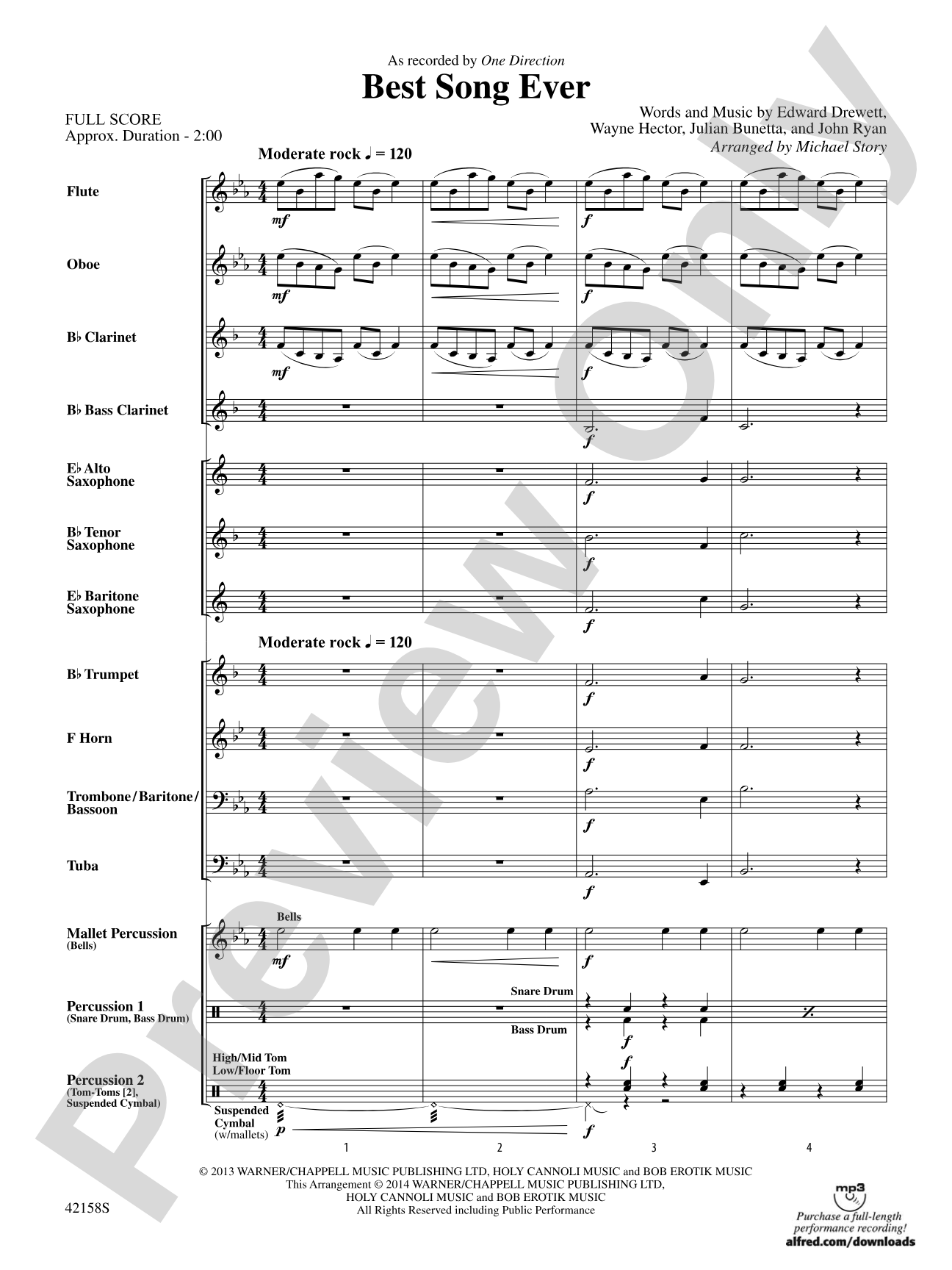 Best Song Ever: Concert Band Conductor Score & Parts