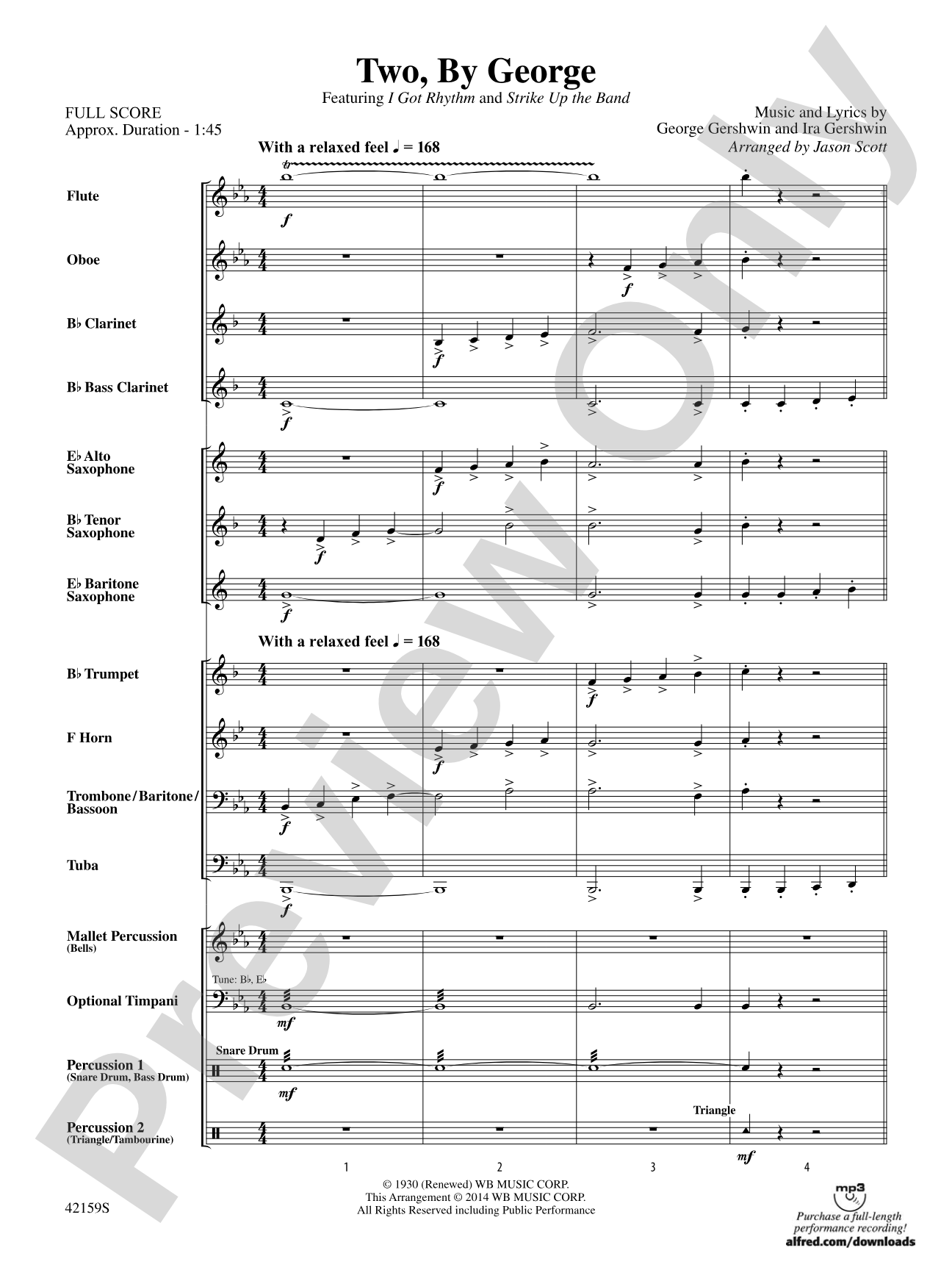 Two, by George: Concert Band Conductor Score & Parts