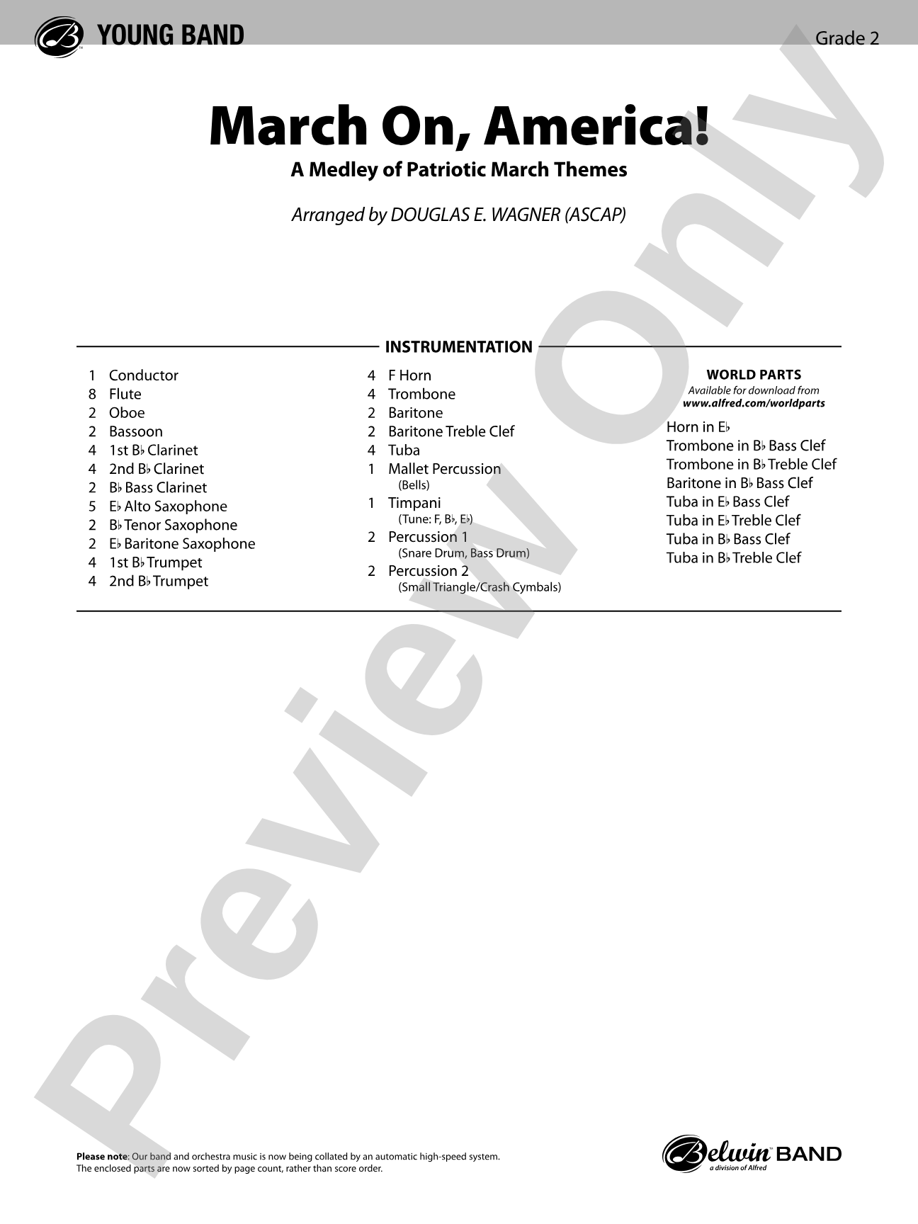 March On, America!: Concert Band Conductor Score & Parts