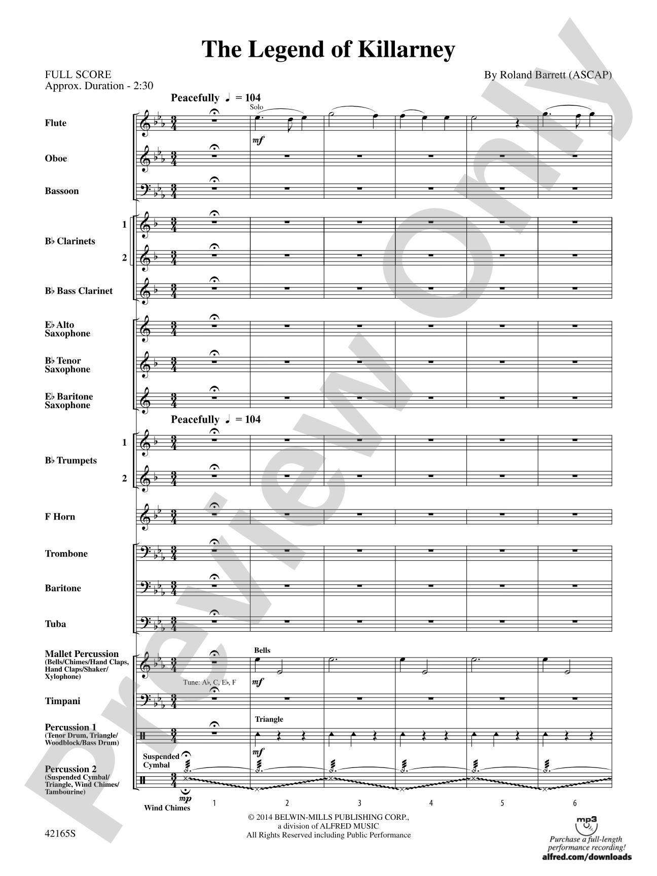 The Legend of Killarney: Concert Band Conductor Score & Parts