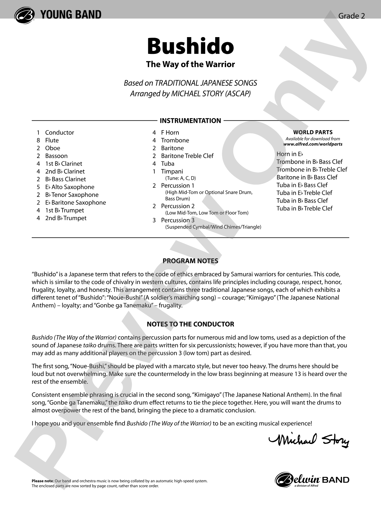 Bushido: Concert Band Conductor Score & Parts