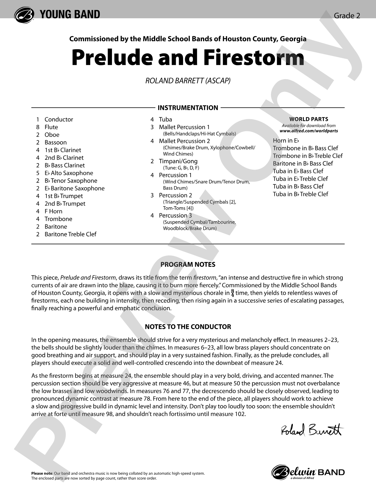 Prelude and Firestorm: Concert Band Conductor Score & Parts