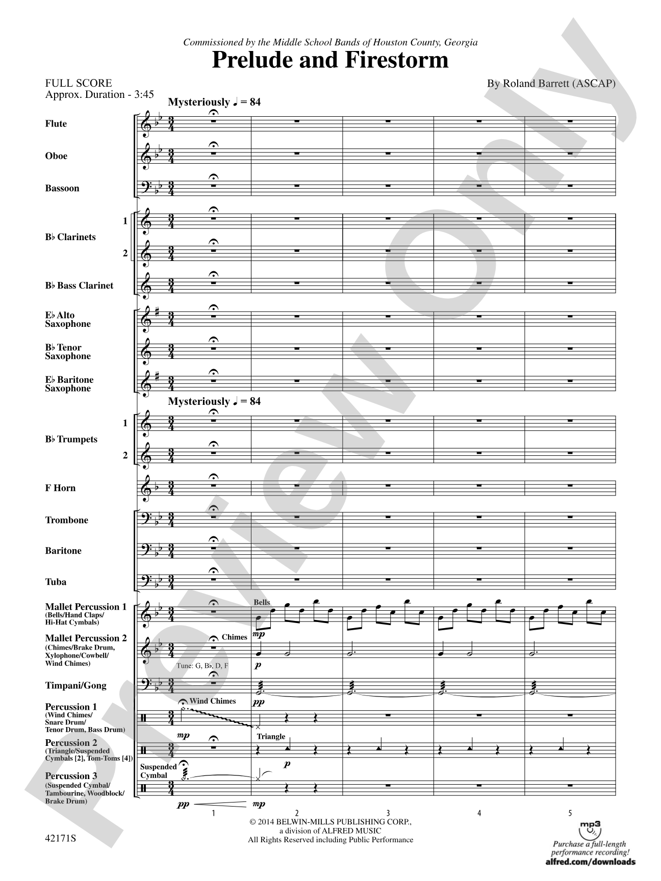 Prelude and Firestorm: Concert Band Conductor Score & Parts