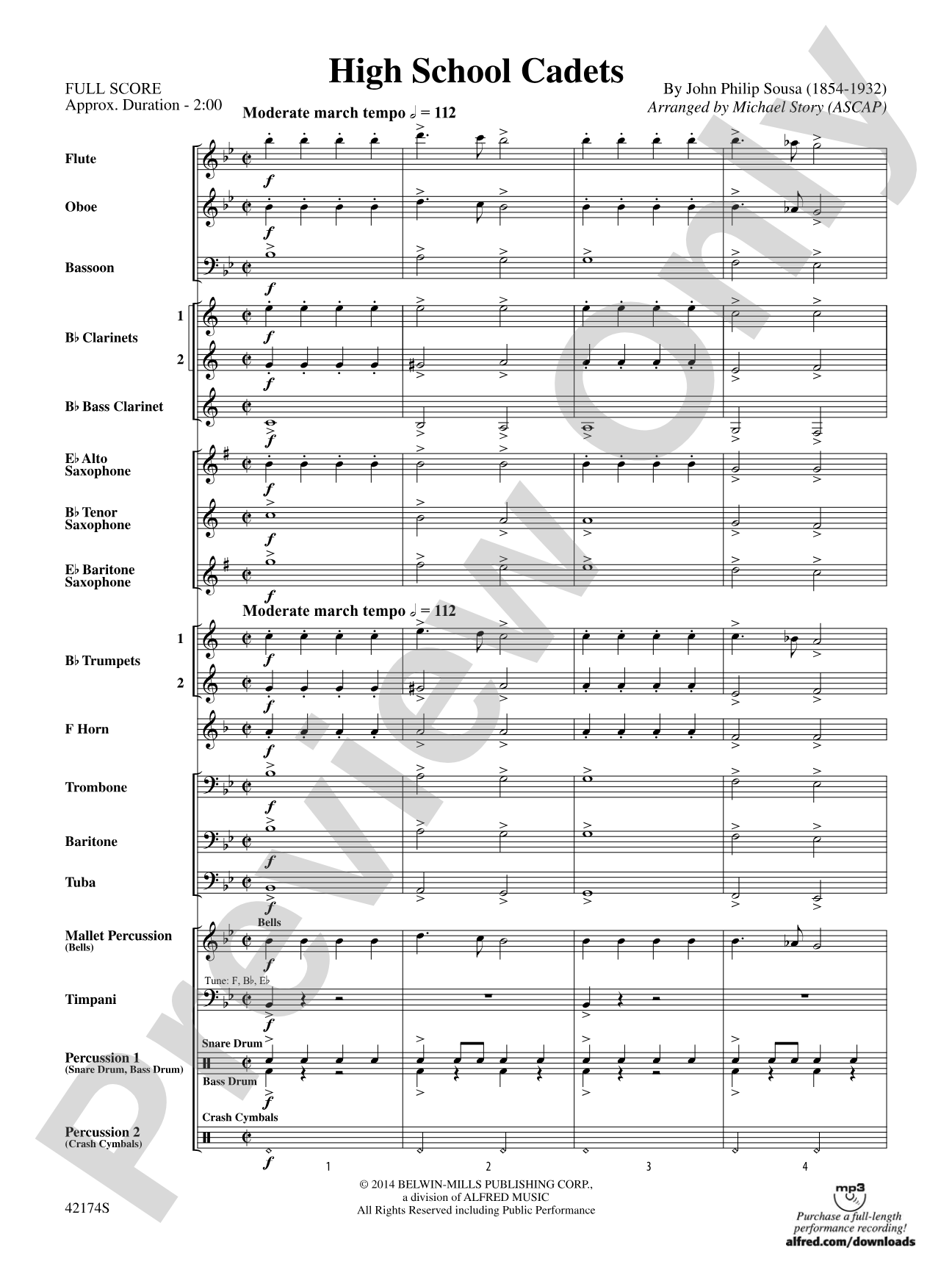 High School Cadets: Concert Band Conductor Score & Parts