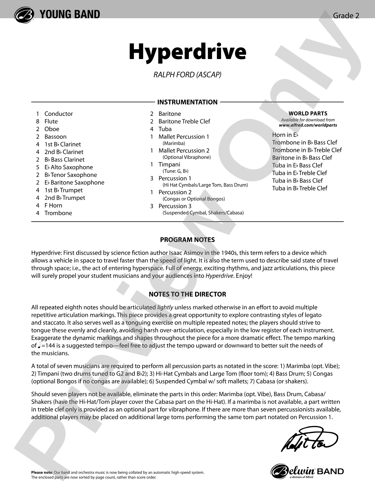 Hyperdrive: Concert Band Conductor Score & Parts