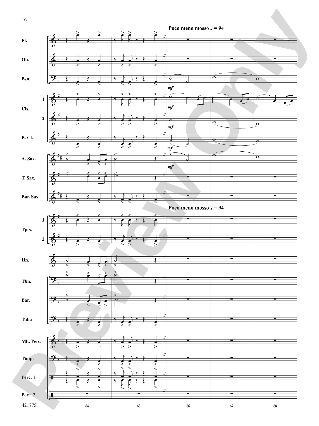 "The New World," Finale from: Concert Band Conductor Score & Parts