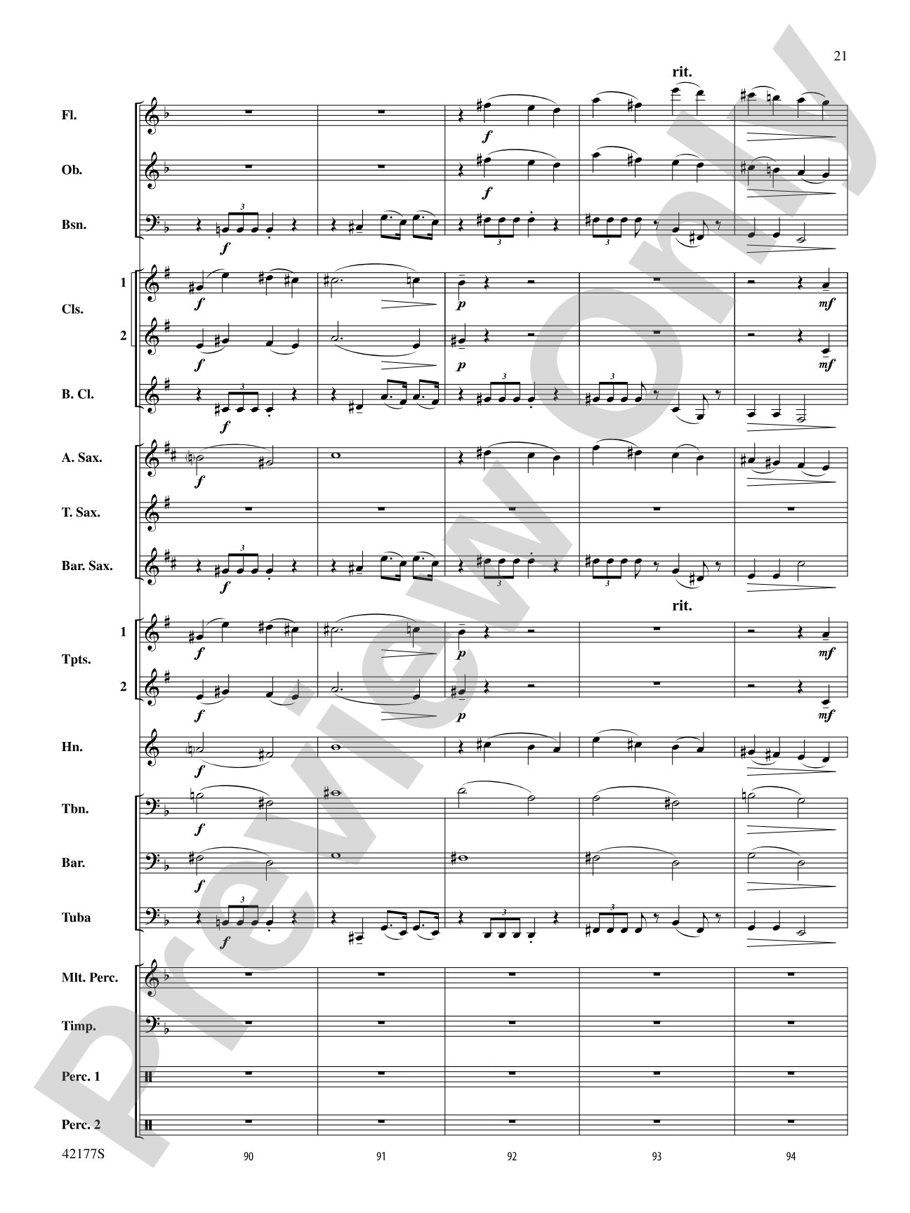 "The New World," Finale from: Concert Band Conductor Score & Parts